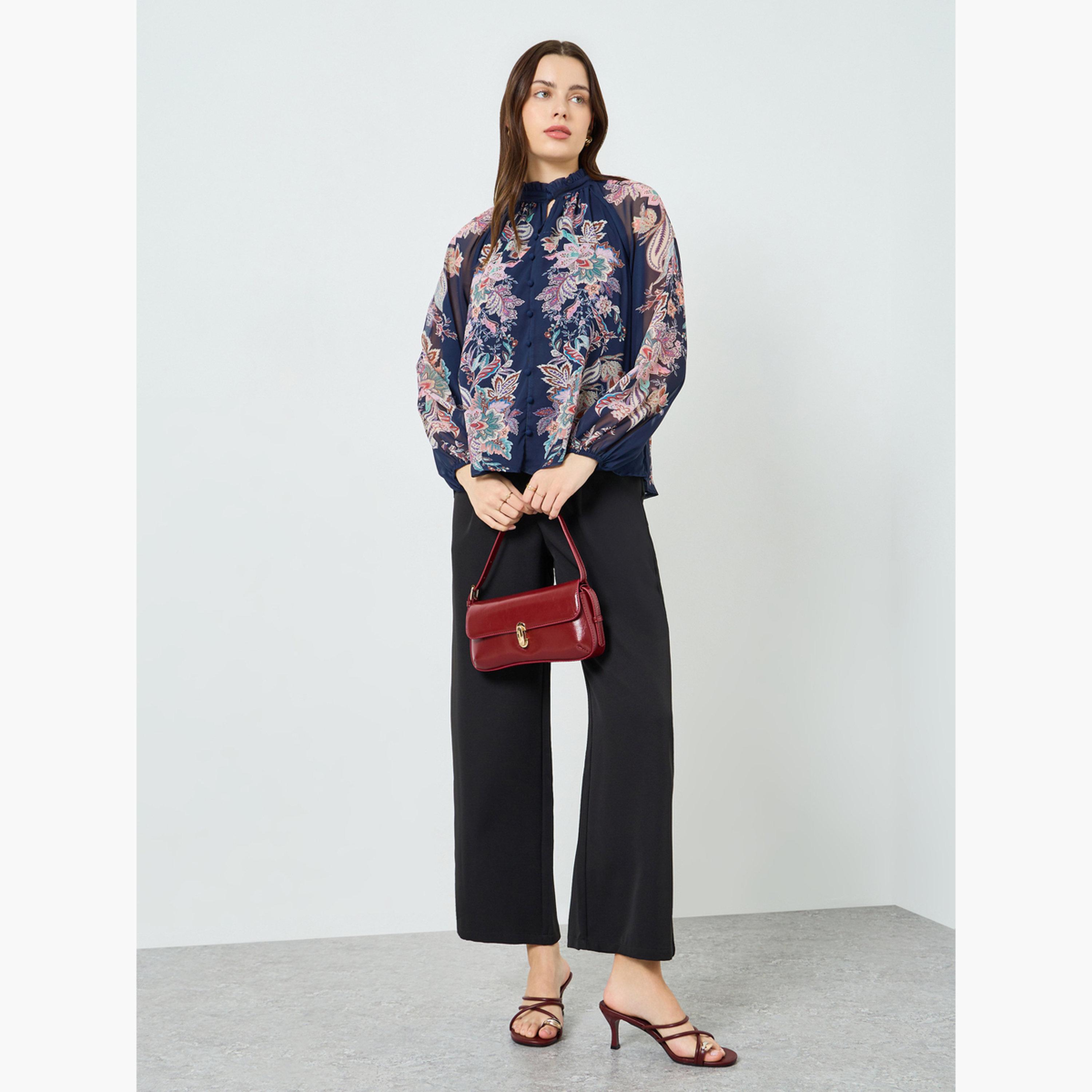 Styli Women Navy Blue Paisley Print Blouse-women-clothing-shirtsandblouses-blouses-image-2