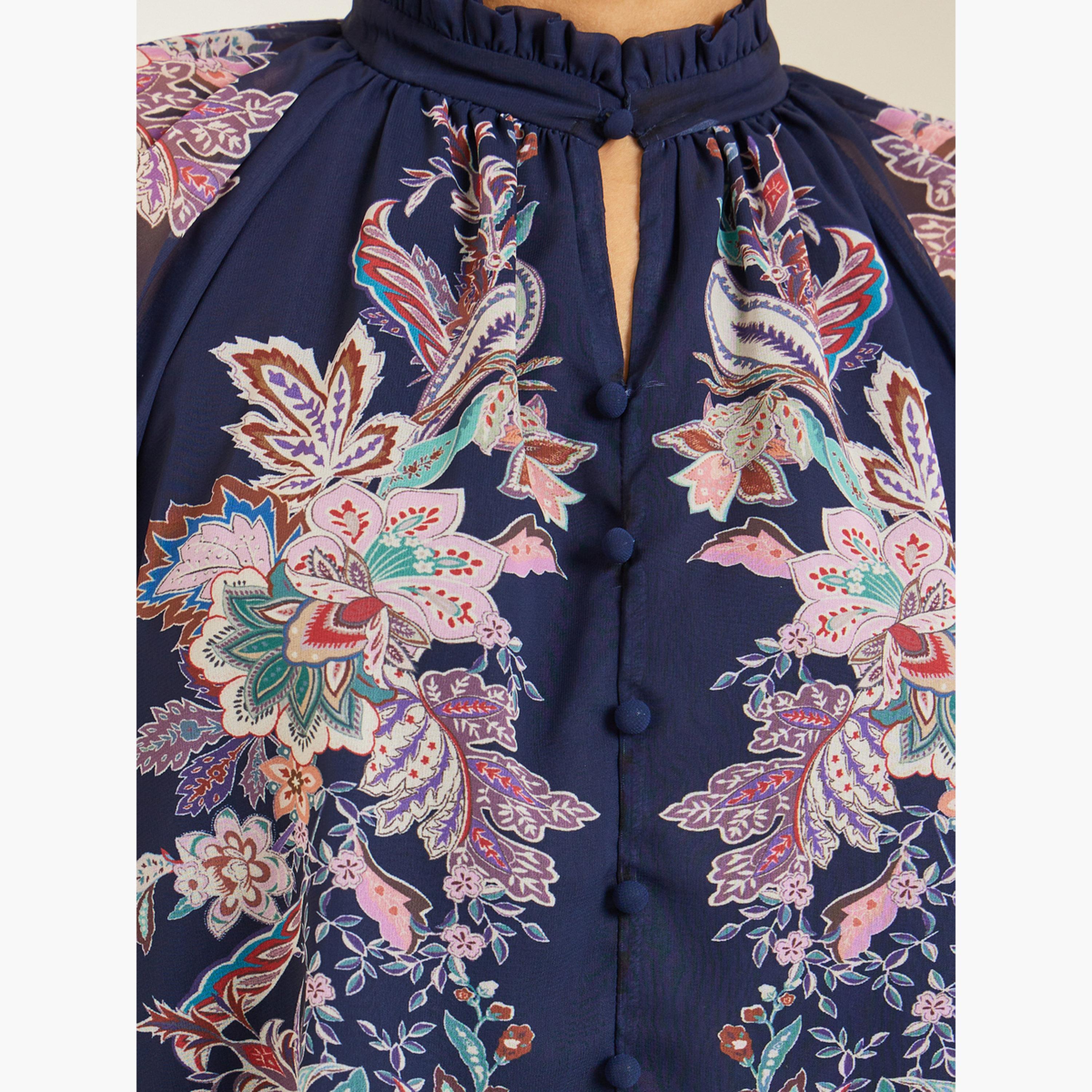 Styli Women Navy Blue Paisley Print Blouse-women-clothing-shirtsandblouses-blouses-image-5