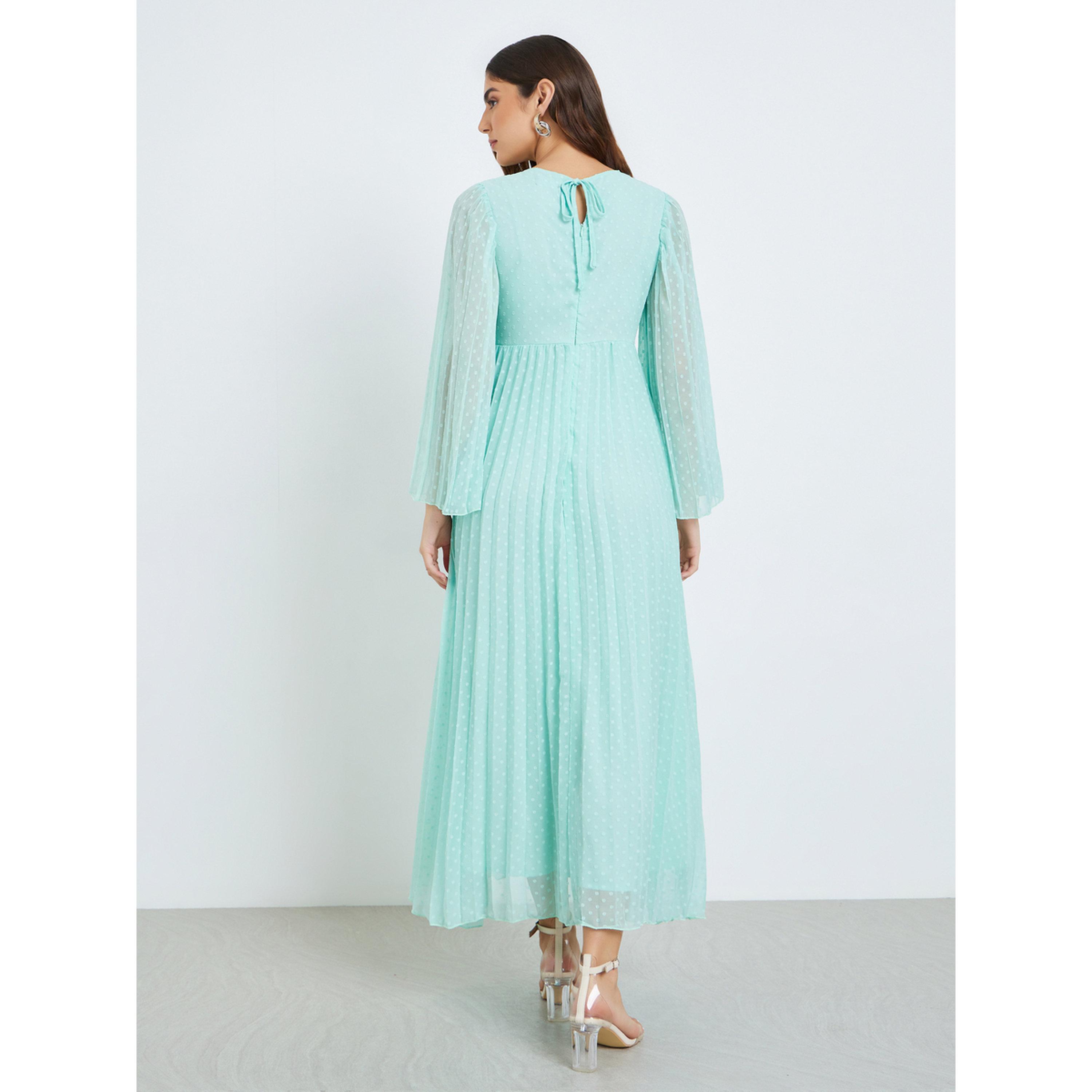 فستان طويل بقماش منسوج وحافة واسعة-women-clothing-dresses-image-4