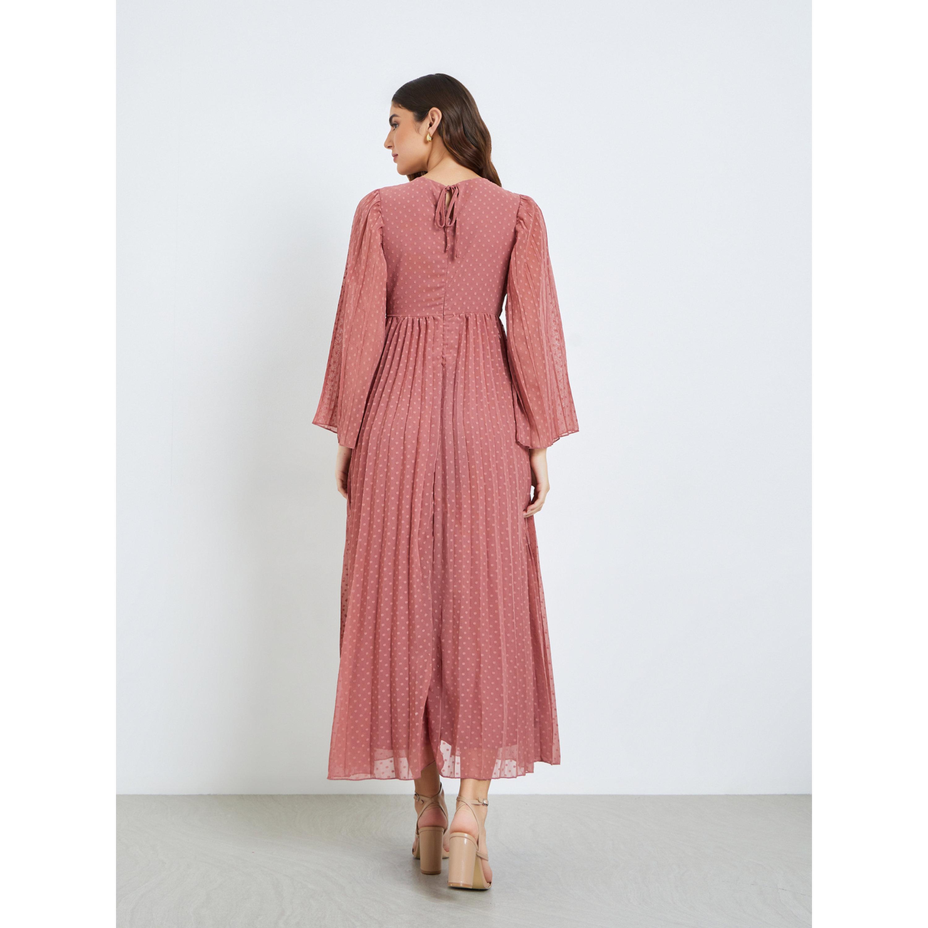 فستان طويل بقماش منسوج وحافة واسعة-women-clothing-dresses-image-5