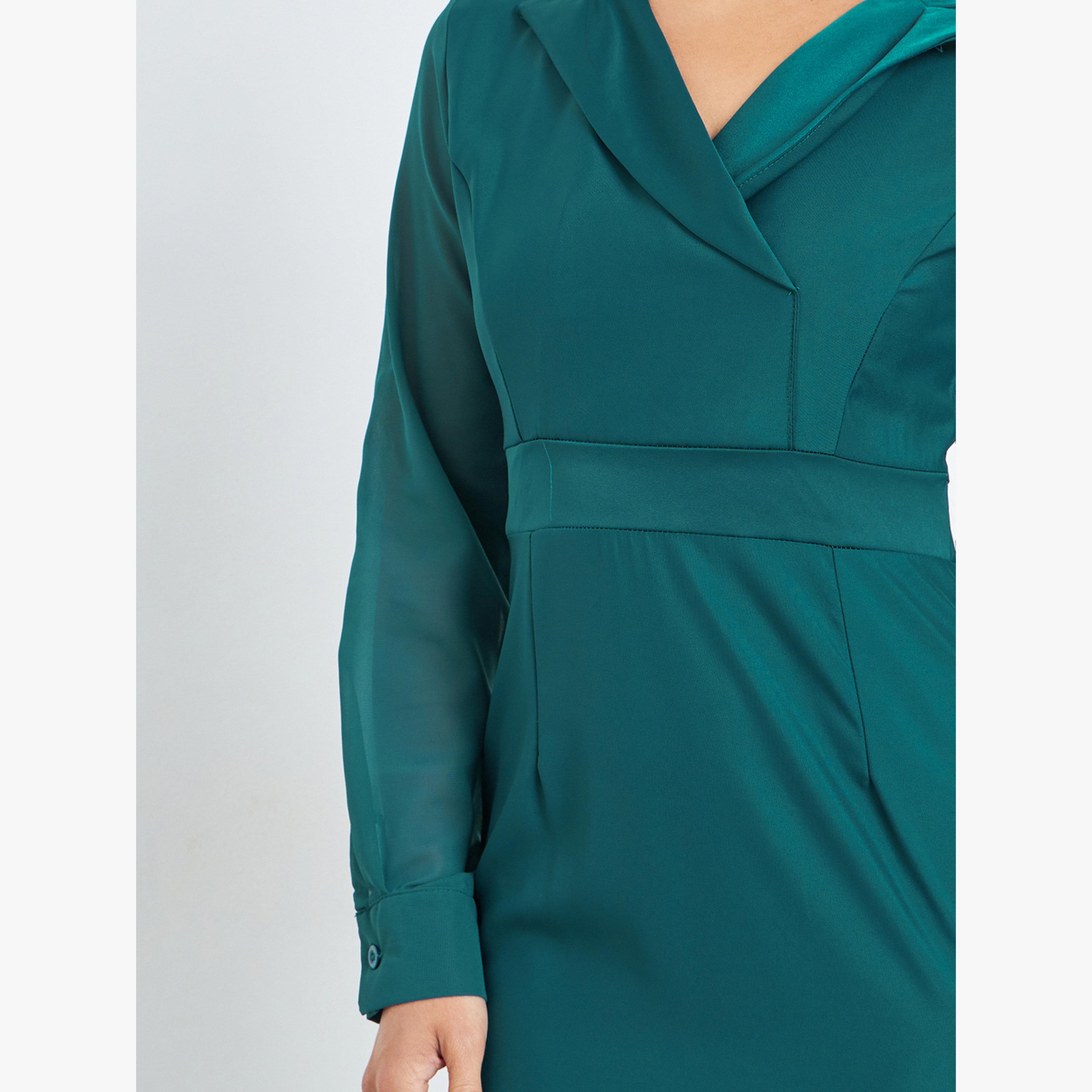 فستان بليزر طويل سادة بأكمام طويلة-women-clothing-dresses-image-5