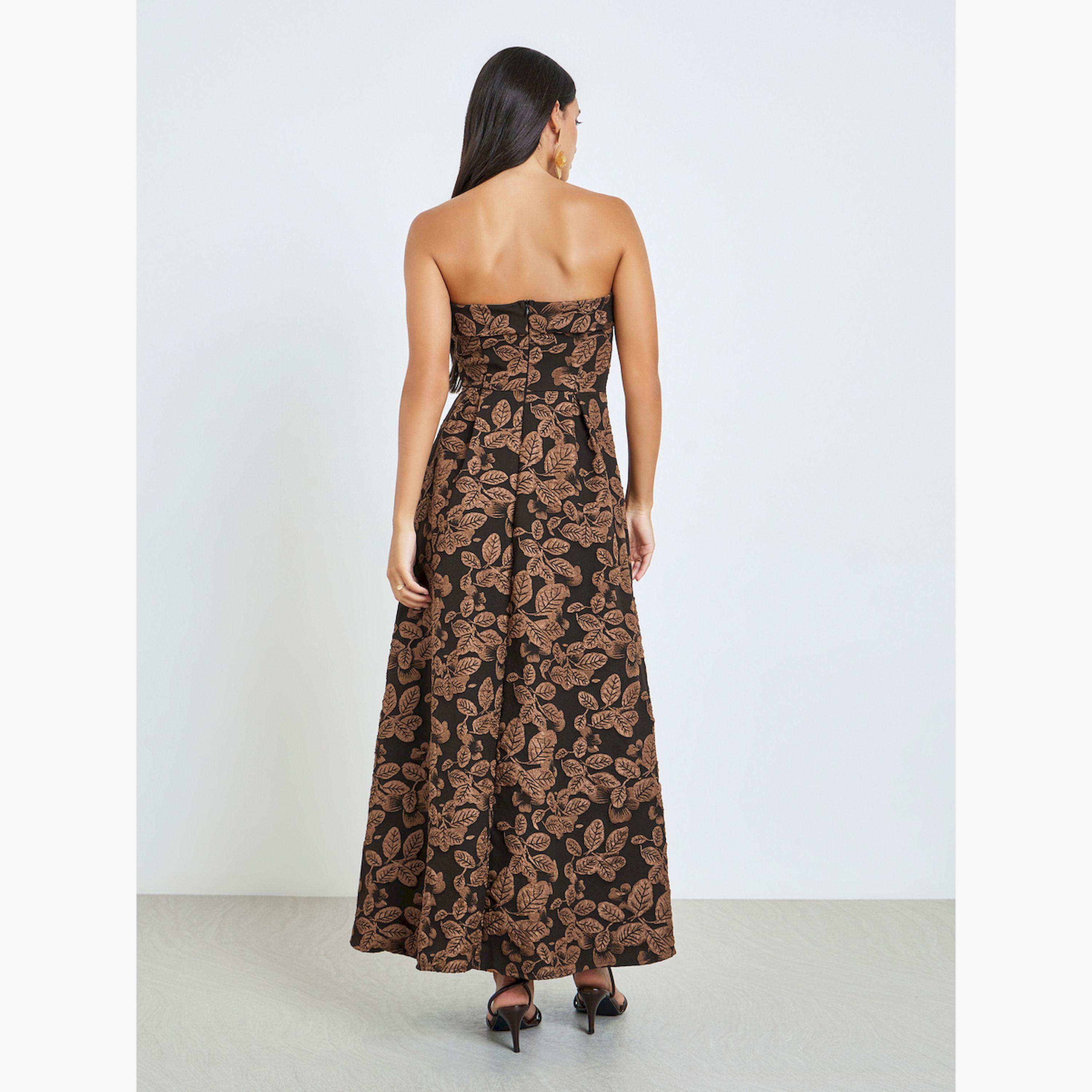 Styli Black Jacquard Sleeveless A-Line Maxi Dress-women-clothing-dresses-image-5