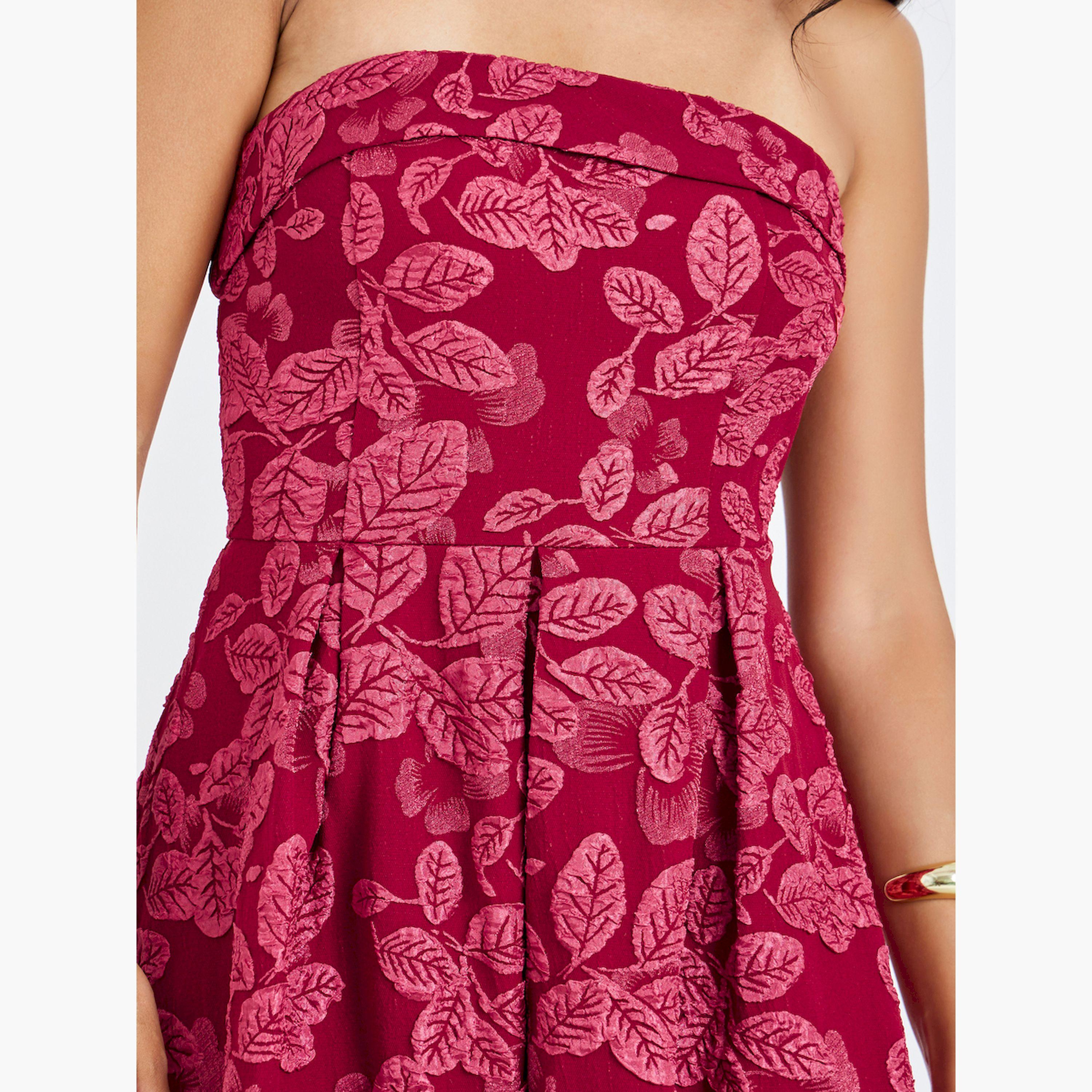 فستان ماكسي جاكارد بحافة واسعة بدون أكمام-women-clothing-dresses-image-4