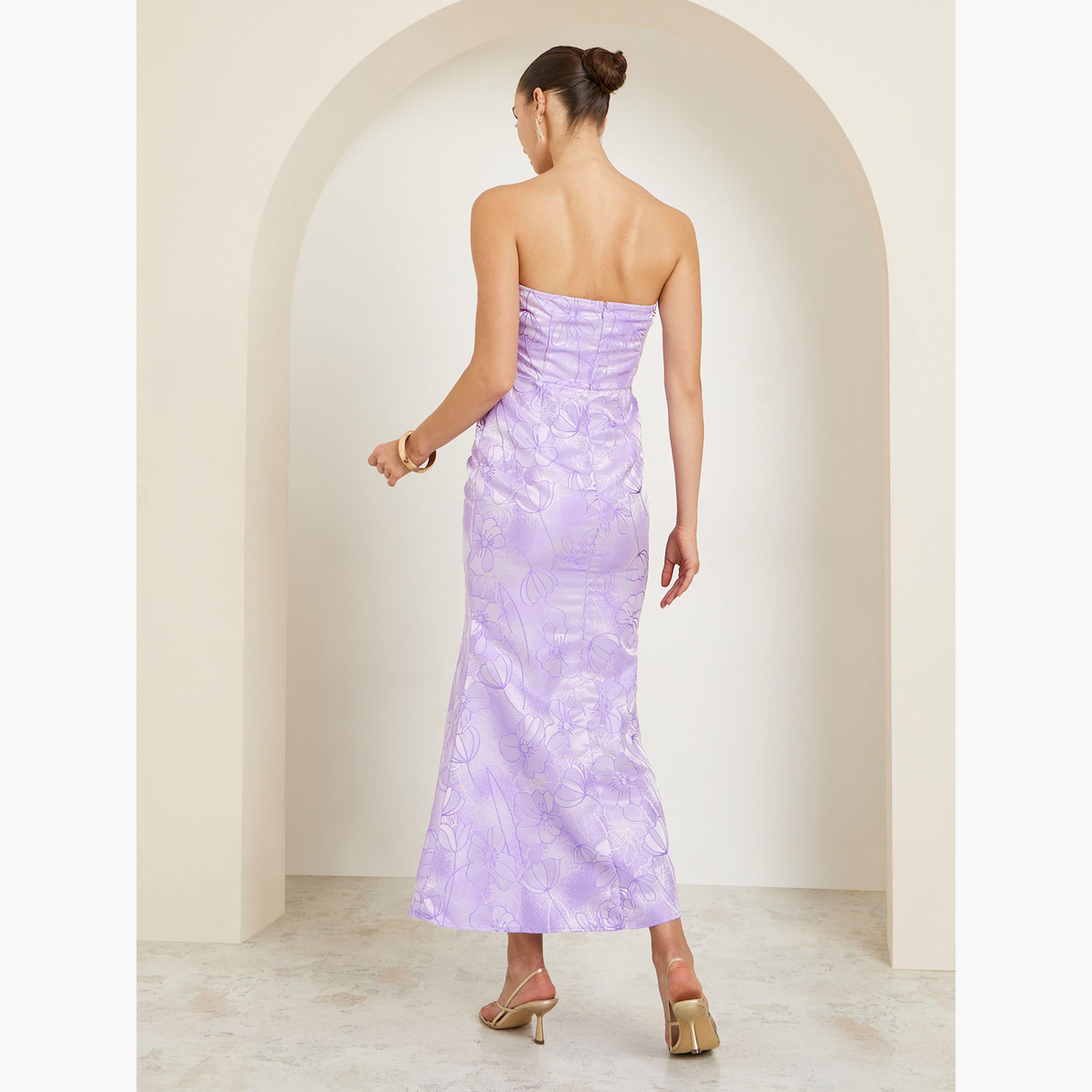 فستان طويل بلا أكمام بتفاصيل زهور وكشكش-women-clothing-dresses-image-4