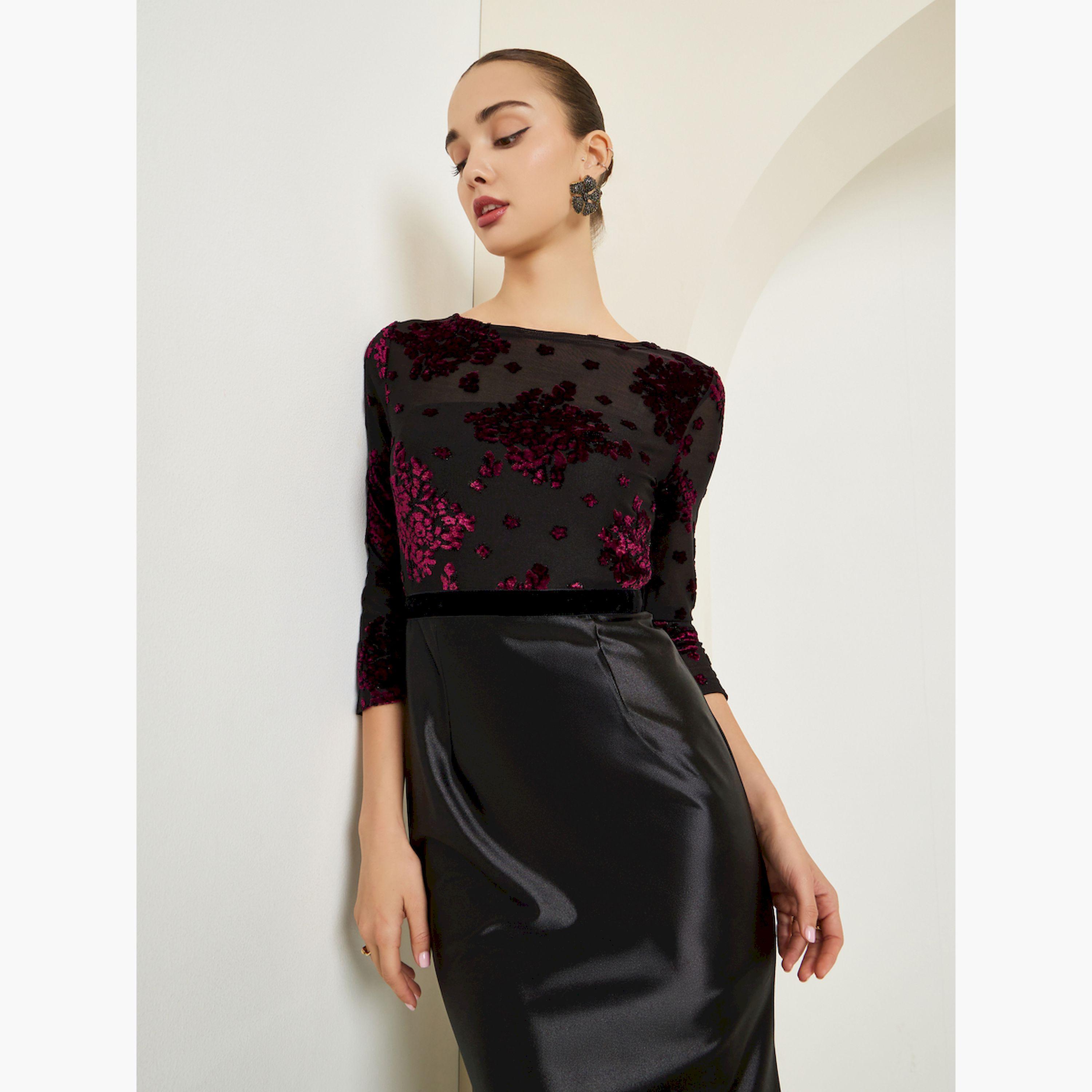 فستان طويل مخملي مزين بحافة ميرميد-women-clothing-dresses-image-2