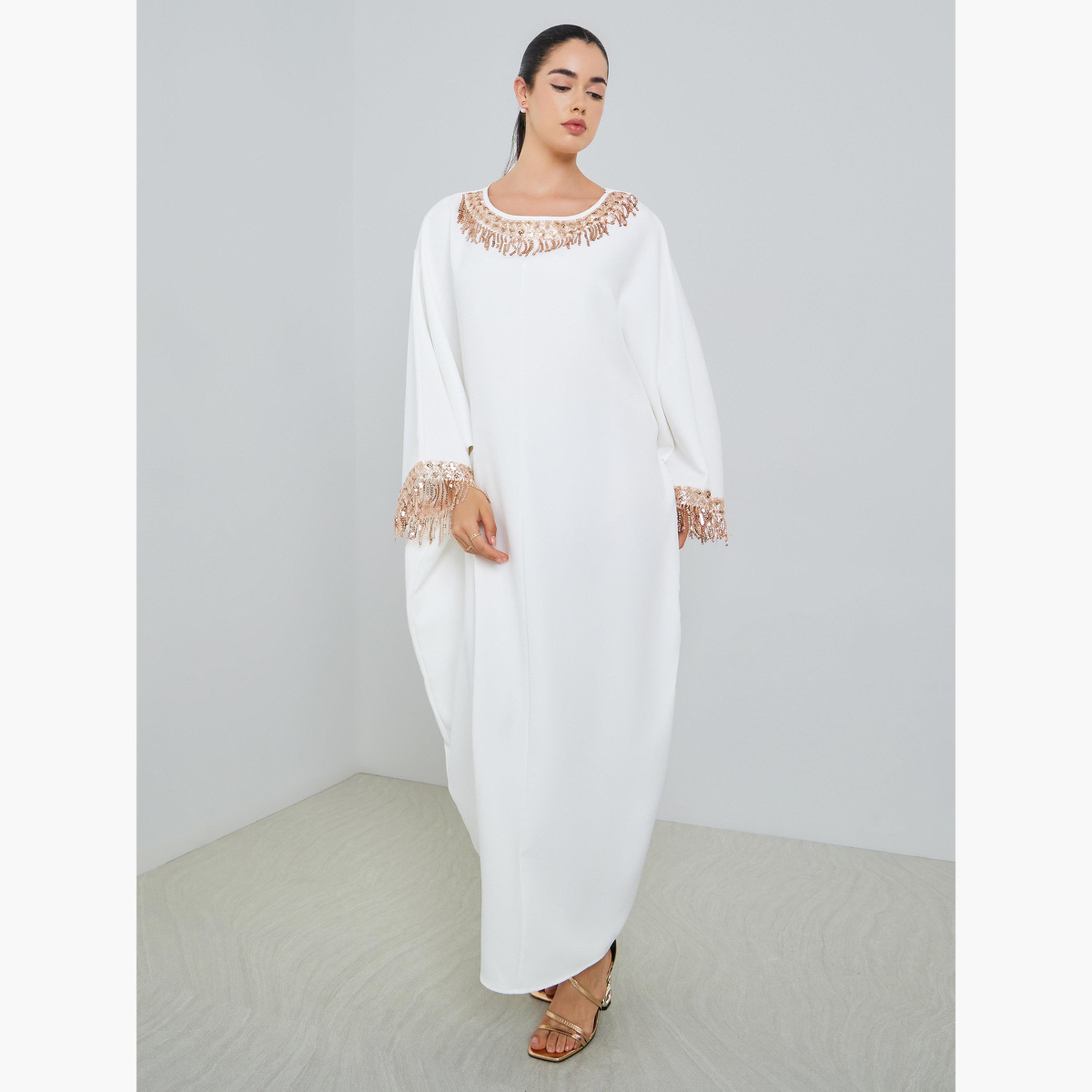 قفطان مزين بأكمام خفاش للنساء-women-arabicclothing-kaftan-image-1