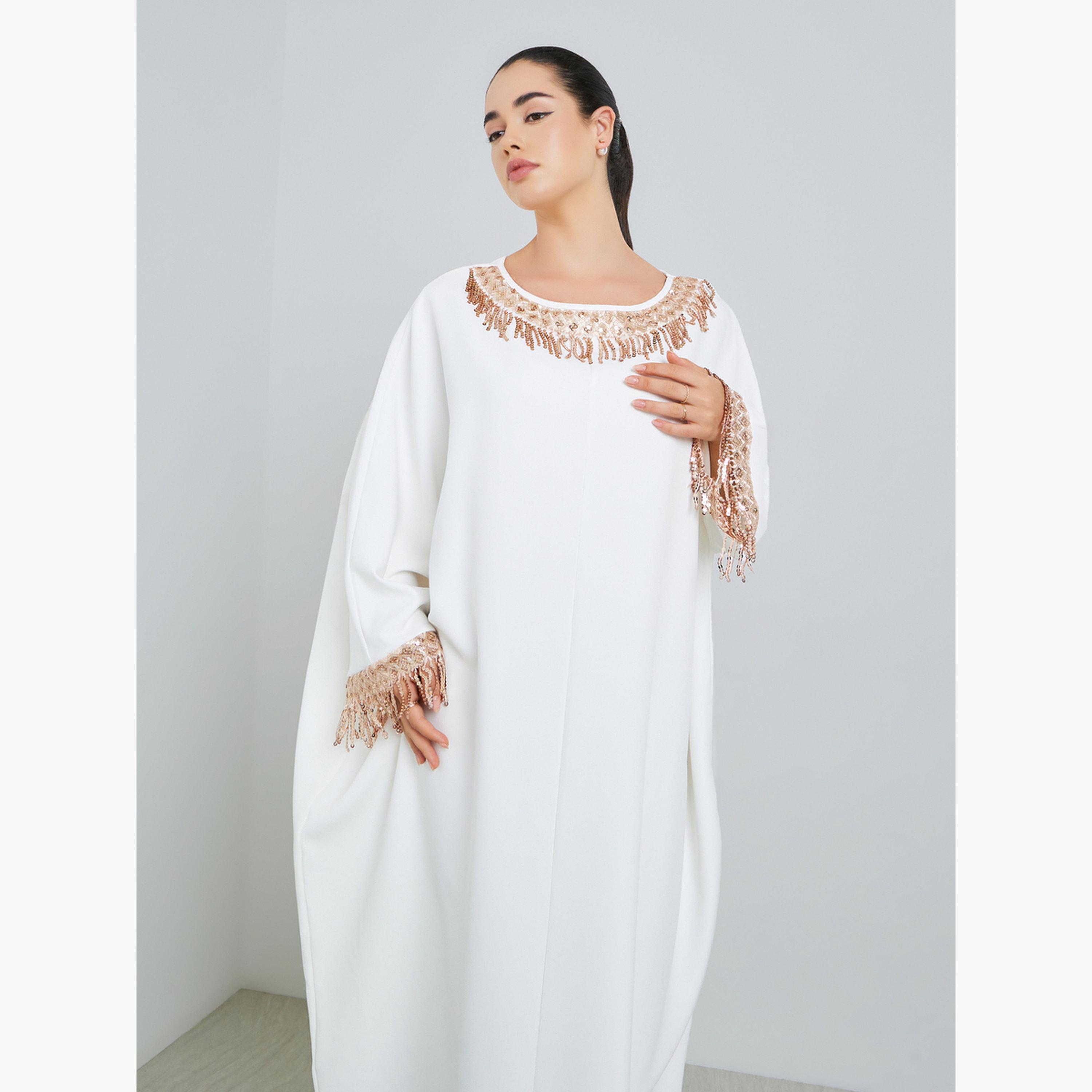 قفطان مزين بأكمام خفاش للنساء-women-arabicclothing-kaftan-image-2
