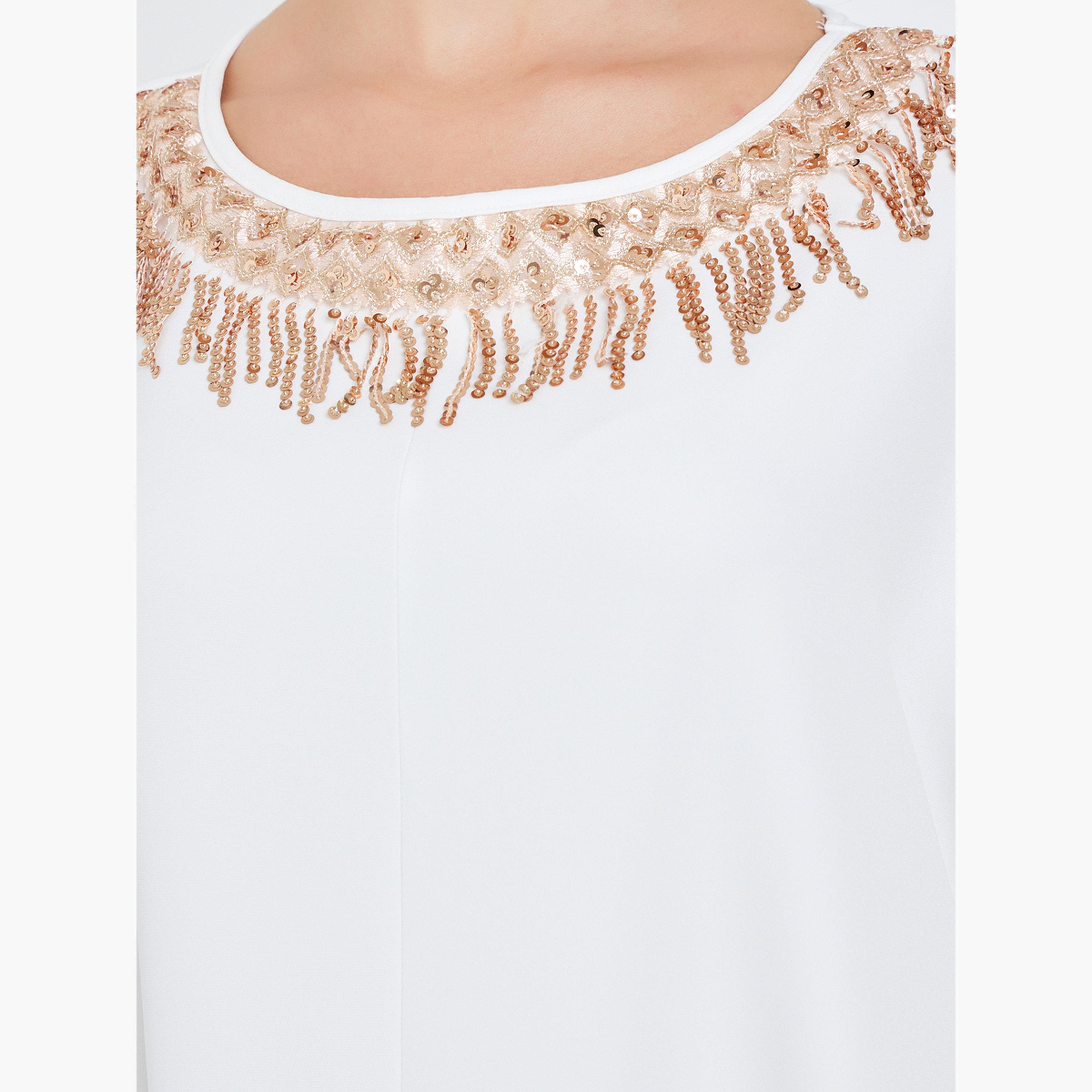 قفطان مزين بأكمام خفاش للنساء-women-arabicclothing-kaftan-image-3