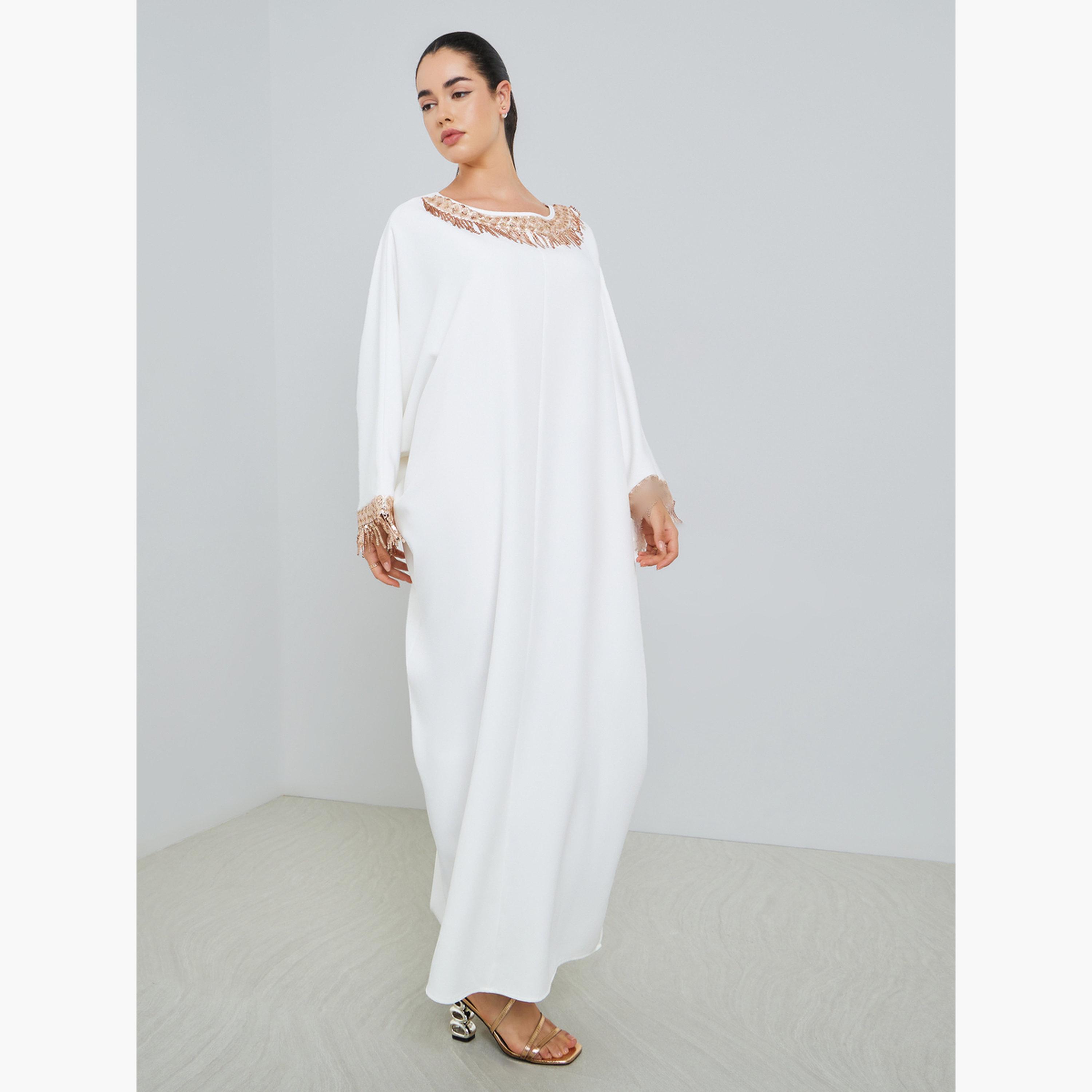 قفطان مزين بأكمام خفاش للنساء-women-arabicclothing-kaftan-image-5