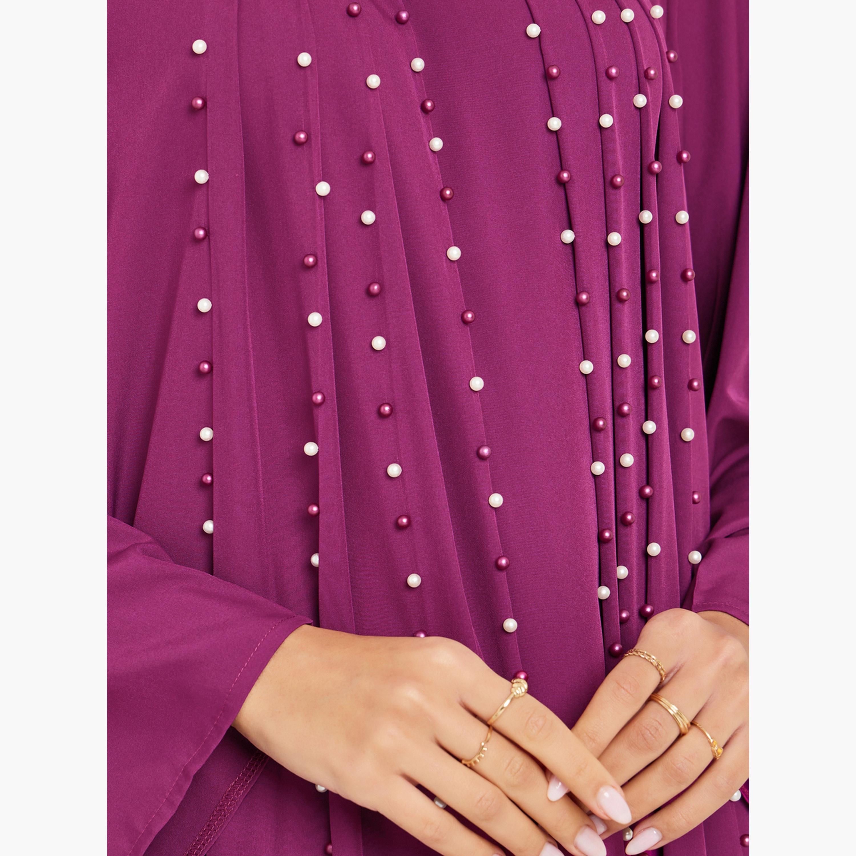 Styli Women Purple Pearl Embellished Jalabiya-women-arabicclothing-jalabiyas-image-4