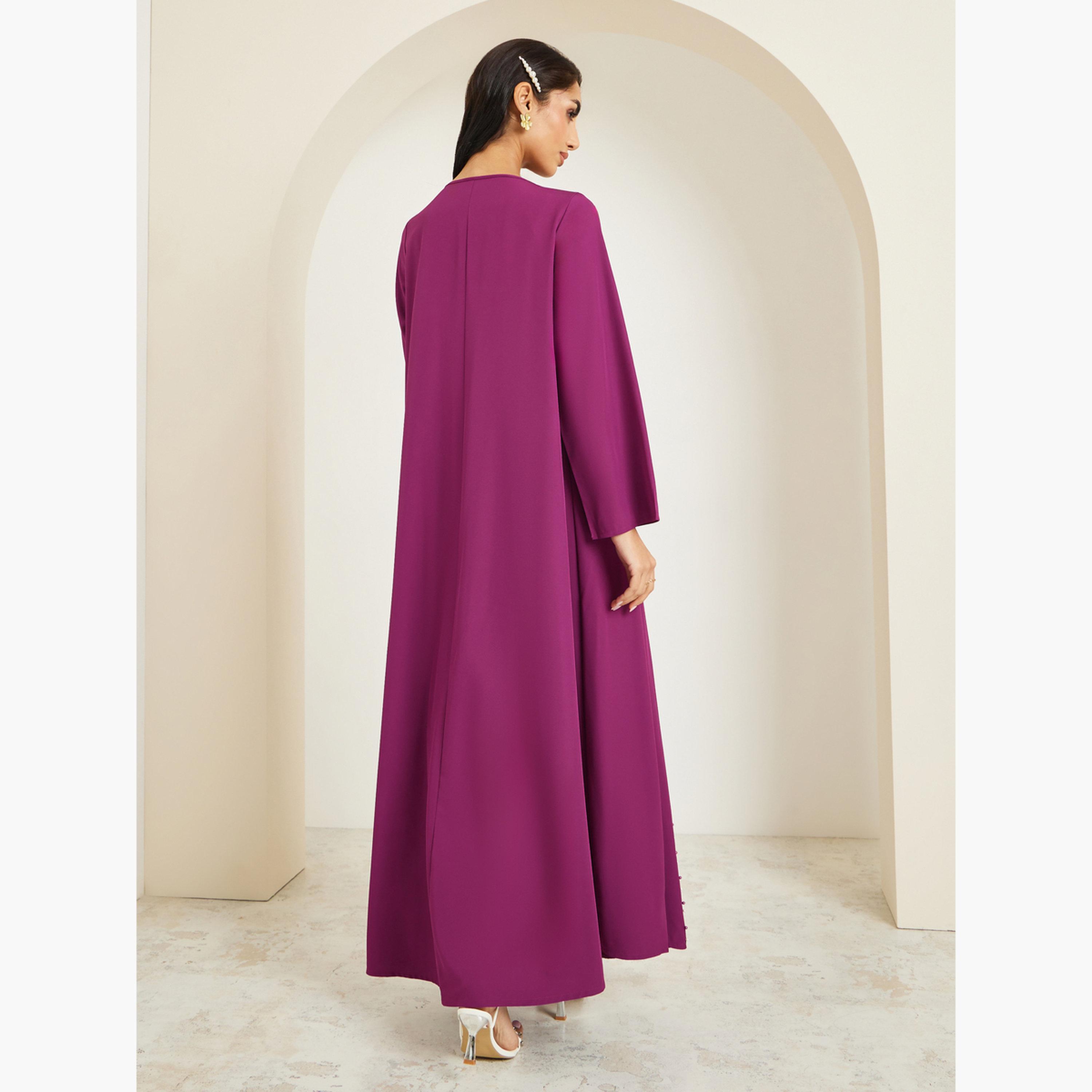 Styli Women Purple Pearl Embellished Jalabiya-women-arabicclothing-jalabiyas-image-5