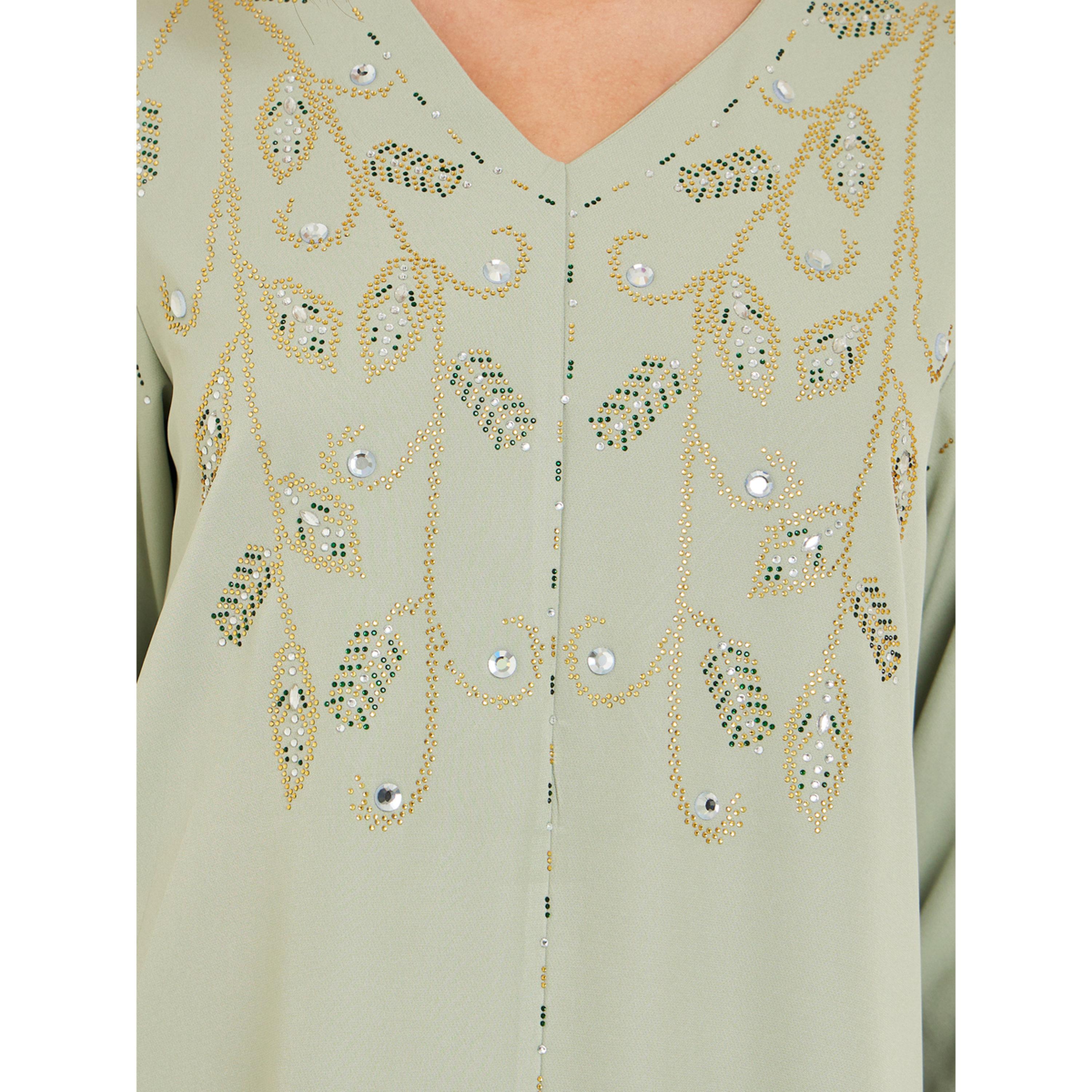 Styli Women Green Embroidered Jalabiya-women-arabicclothing-jalabiyas-image-4