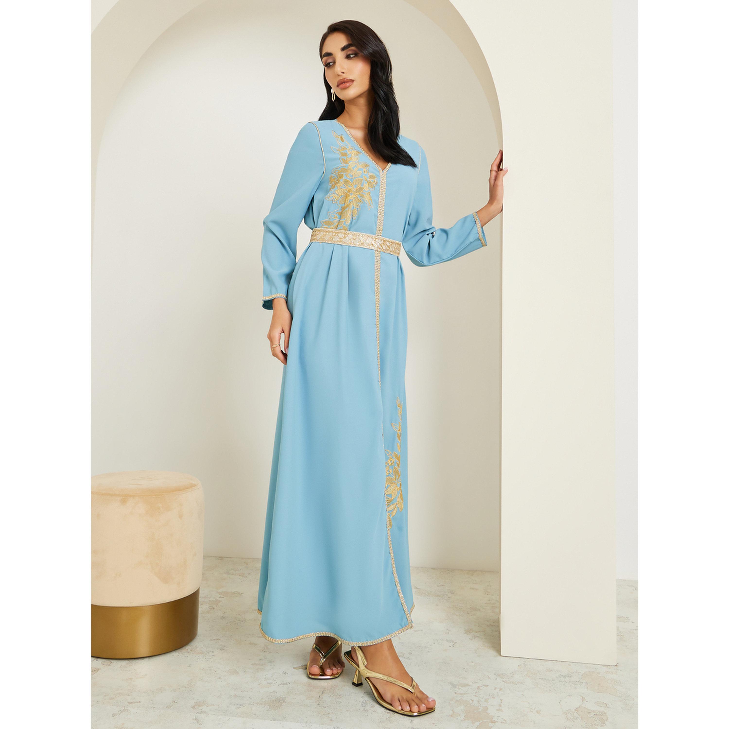قفطان مطرز بخيوط ذهبية-women-arabicclothing-kaftan-image-3