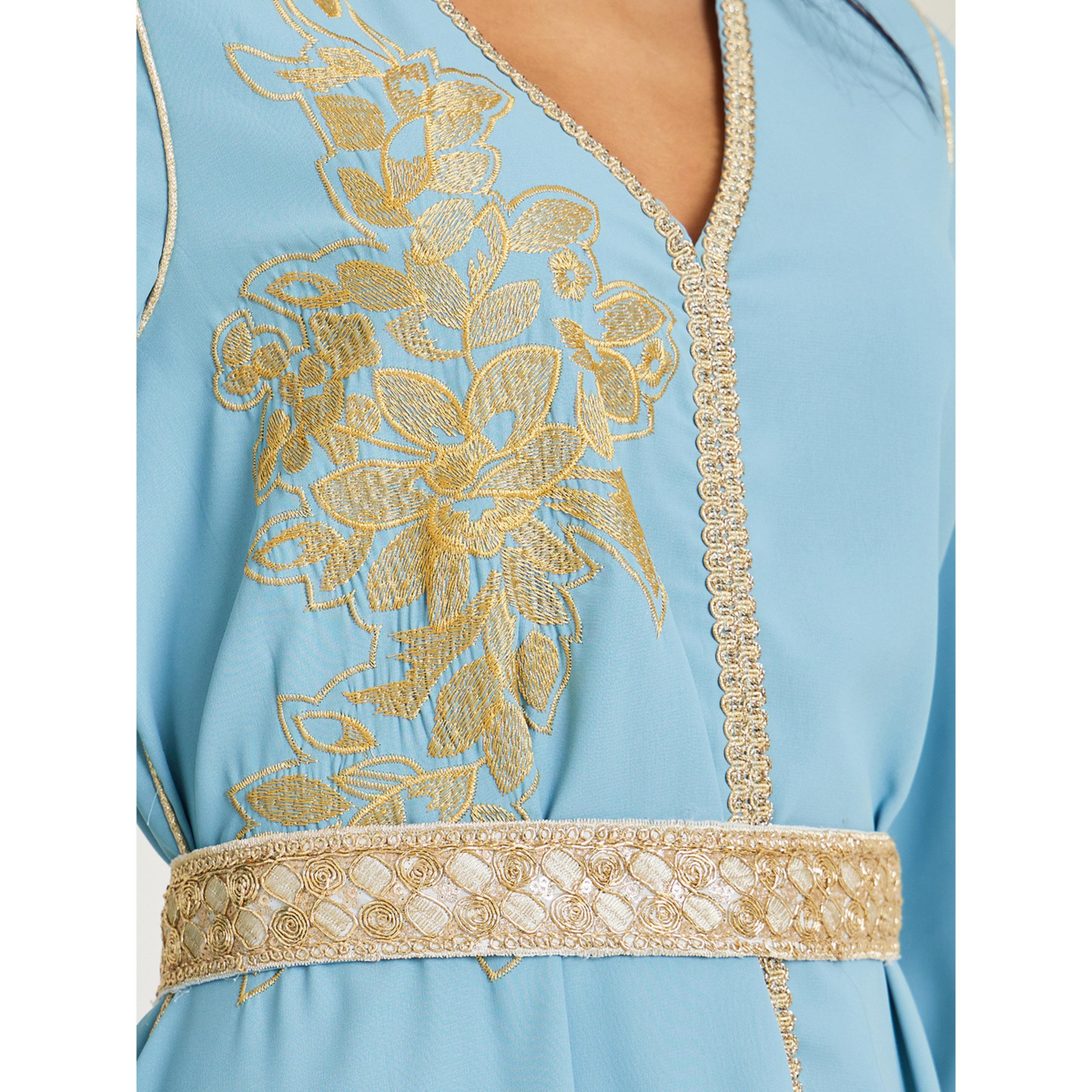 قفطان مطرز بخيوط ذهبية-women-arabicclothing-kaftan-image-4