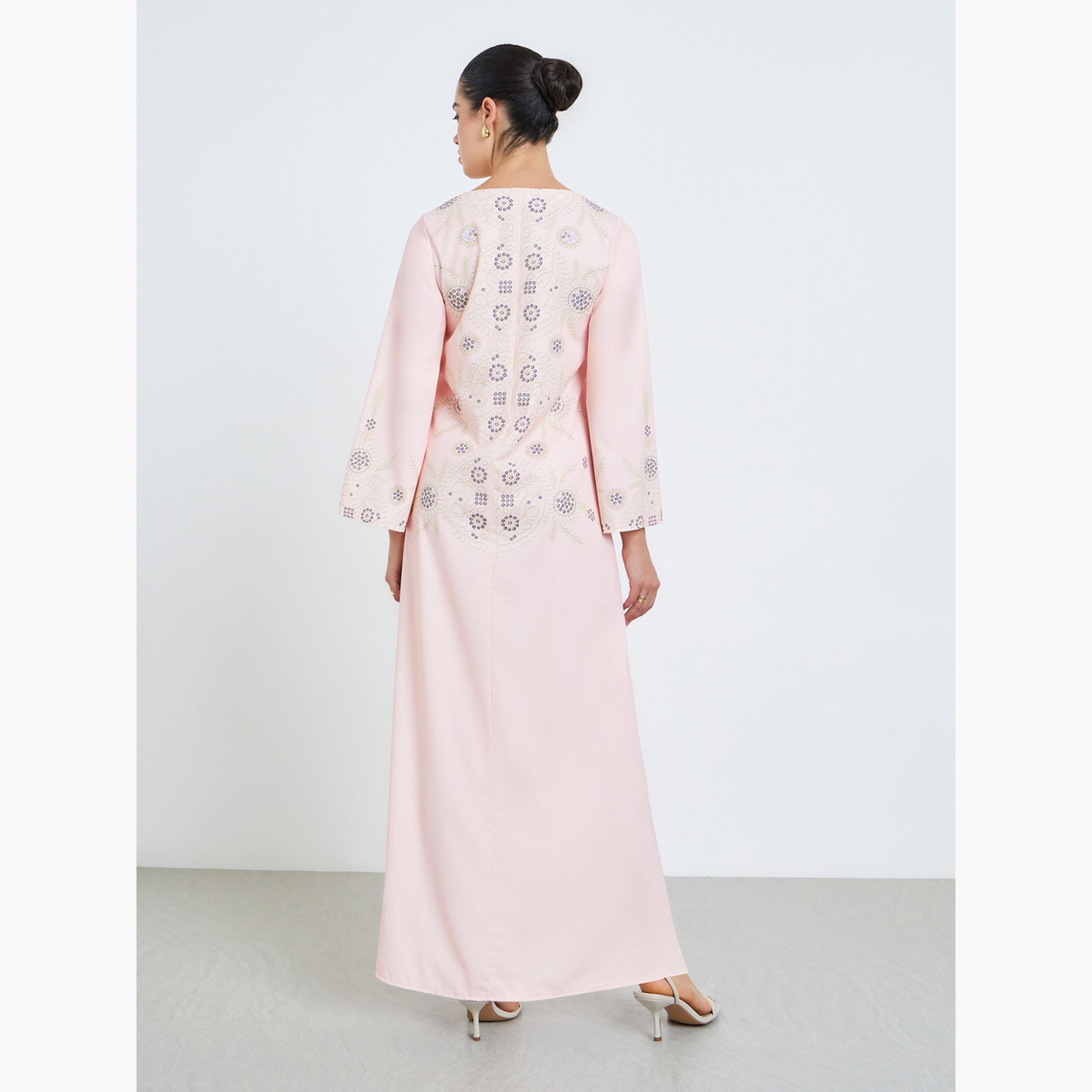 Styli Women Light Pink Embroidered Jalabiya-women-arabicclothing-jalabiyas-image-5