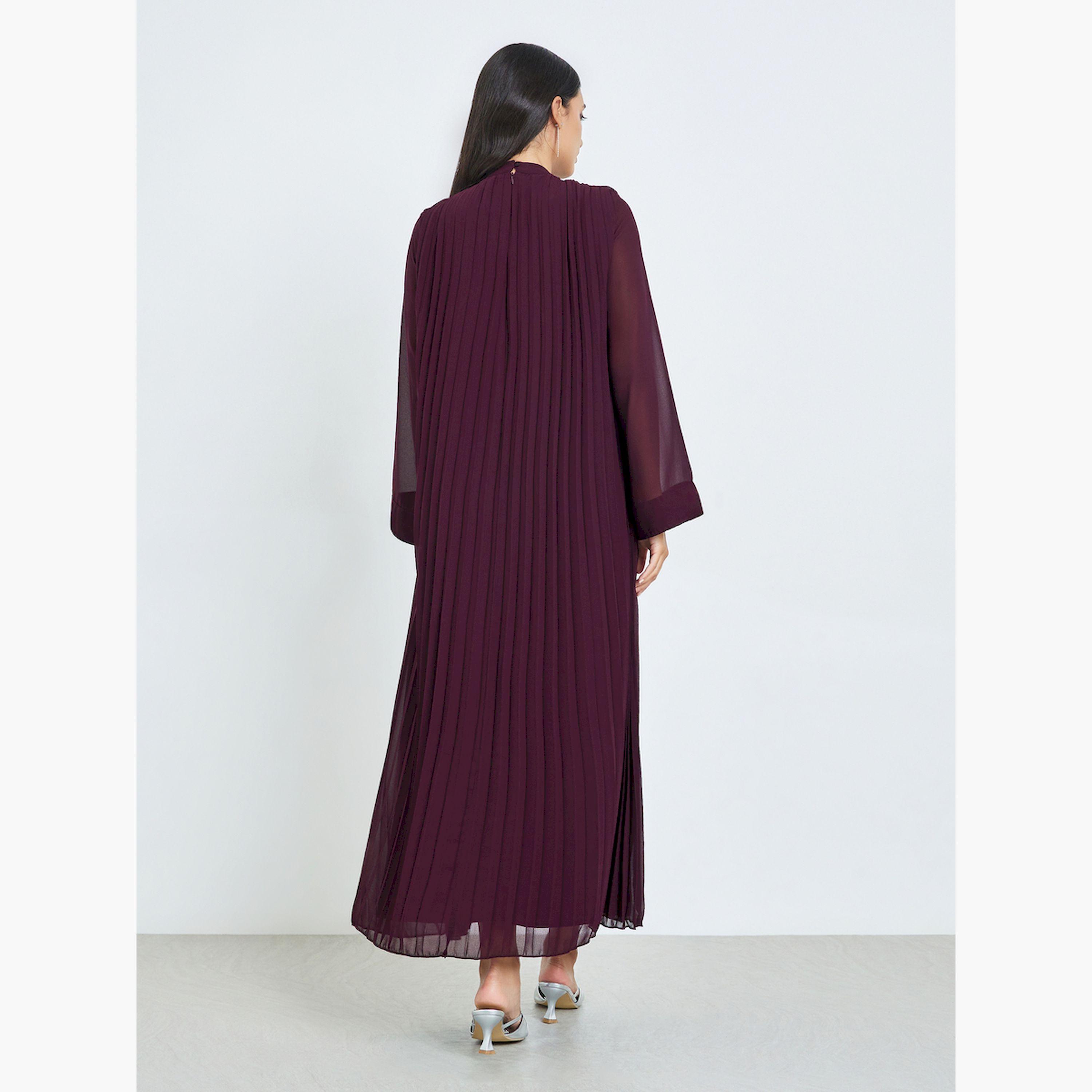 فستان طويل بياقة منمقة وكسرات-women-clothing-dresses-image-5