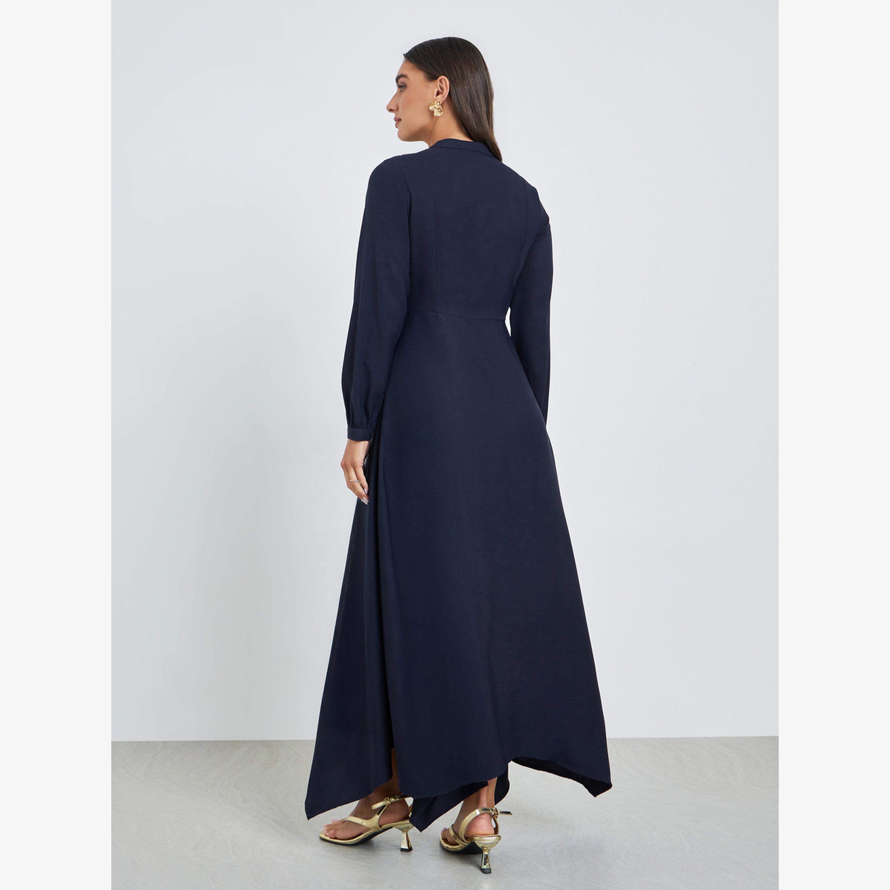 فستان طويل مزين بحافة غير متماثلة-women-clothing-dresses-image-4