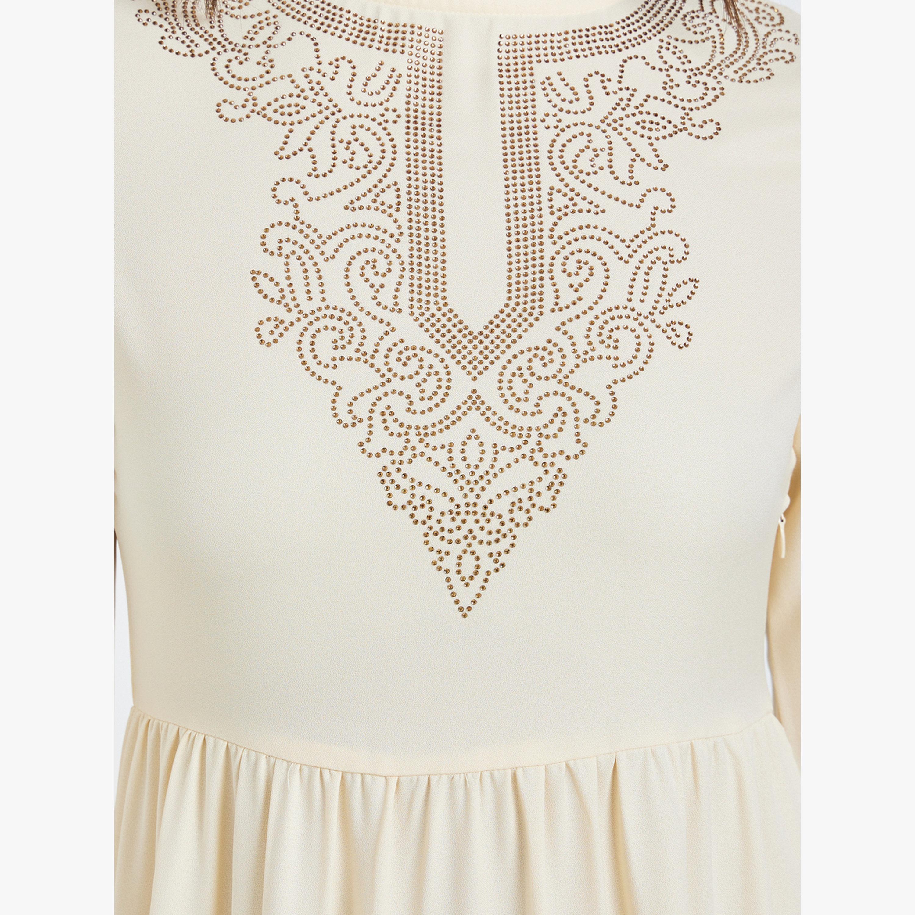 Styli Cream Embellished Yoke Tiered Maxi Dress-women-clothing-dresses-image-5