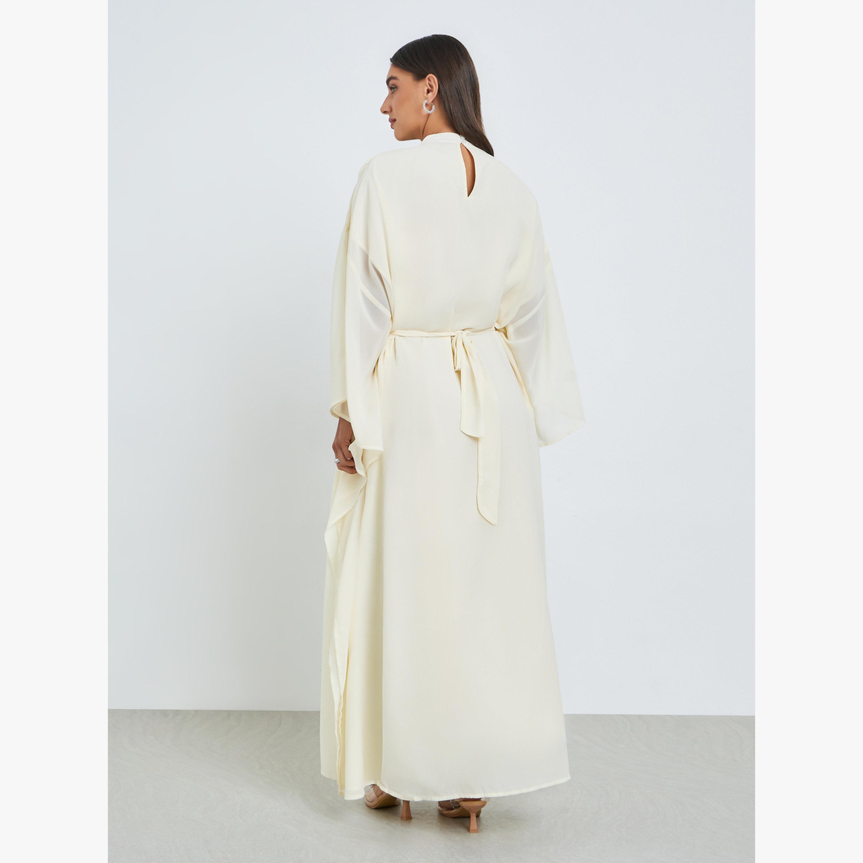 قفطان طويل بأكمام كيب وتفاصيل على الياقة-women-clothing-dresses-image-4
