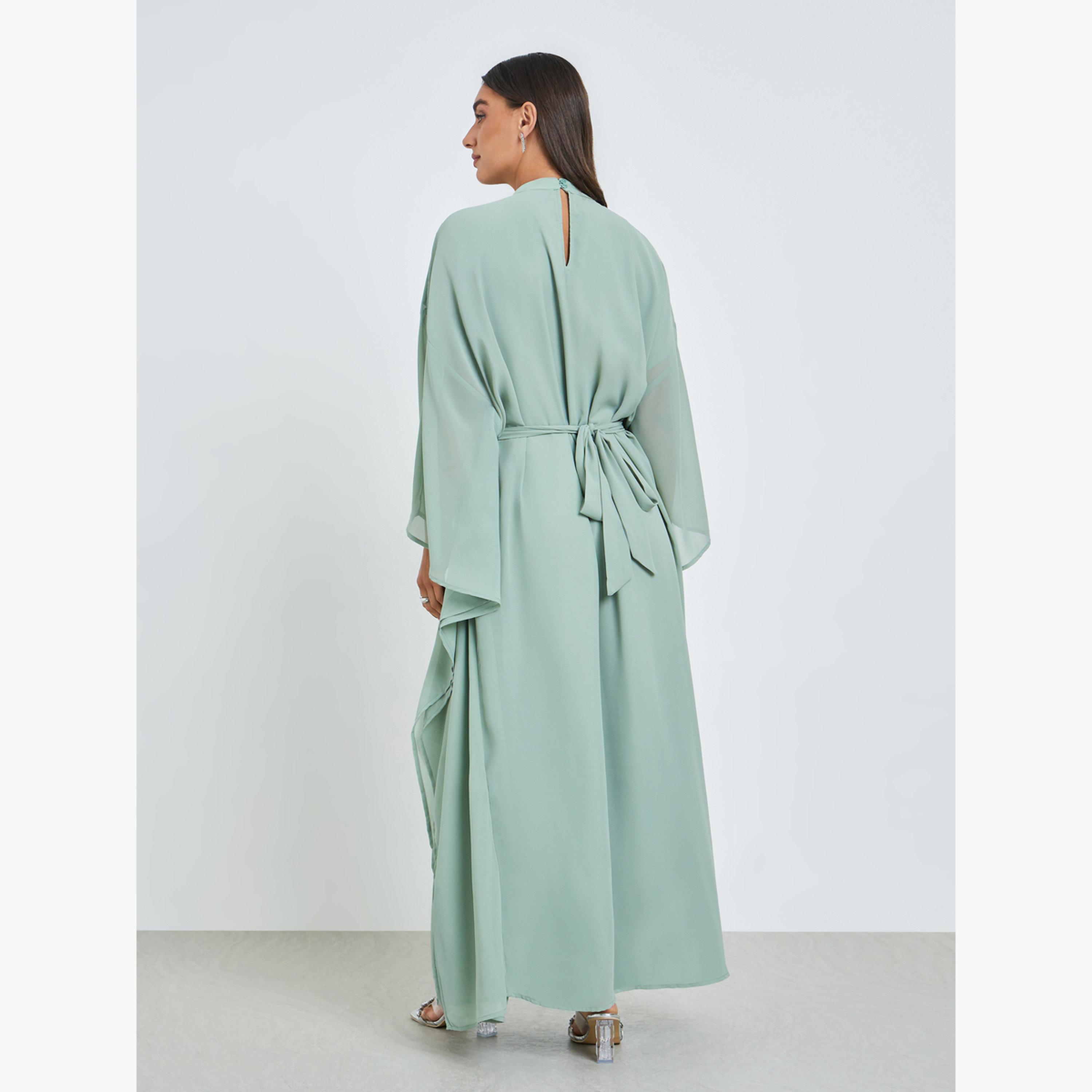 قفطان طويل مزين بأكمام كيب-women-clothing-dresses-image-4
