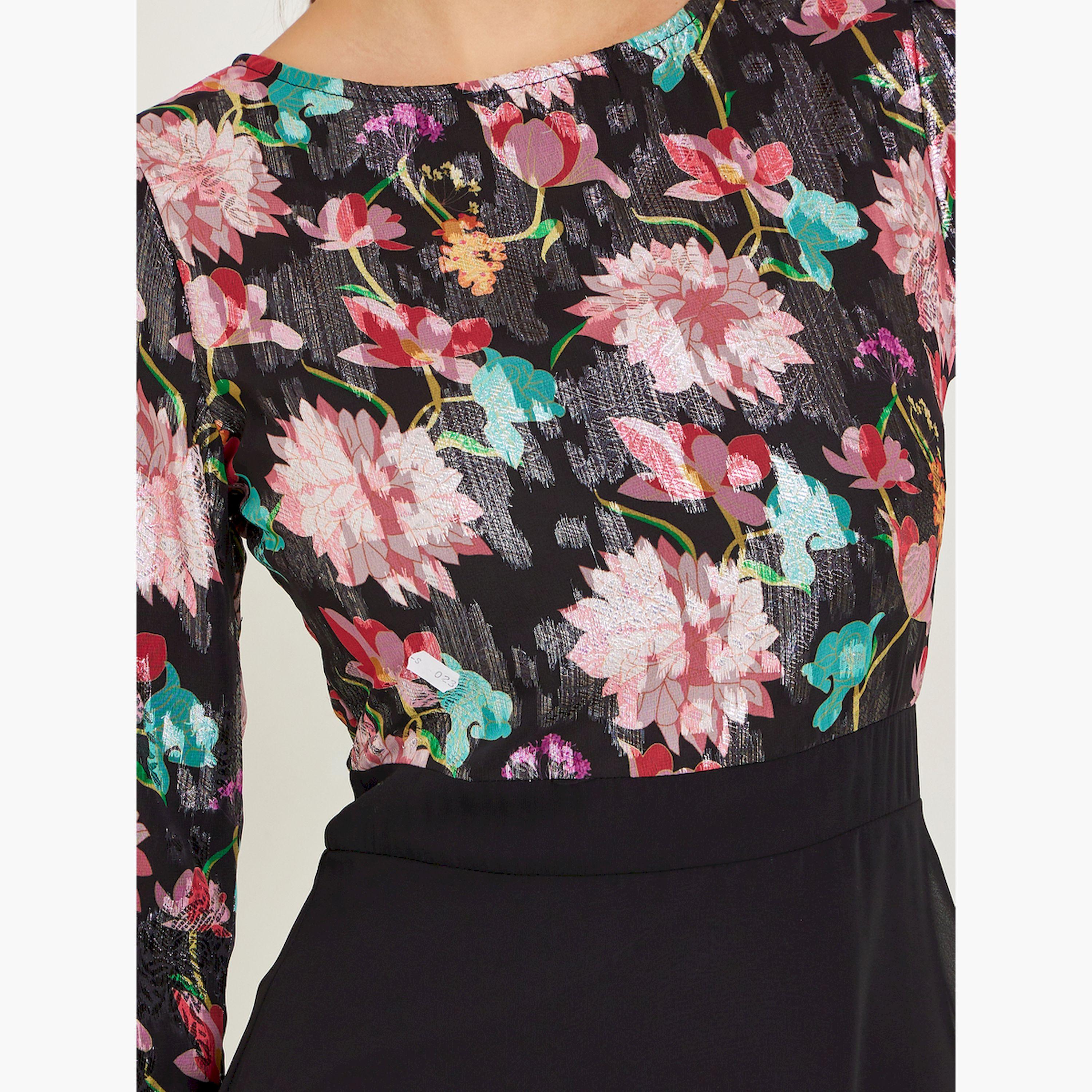 Styli Floral Printed Long Sleeve Tiered Maxi Dress-women-clothing-dresses-image-4