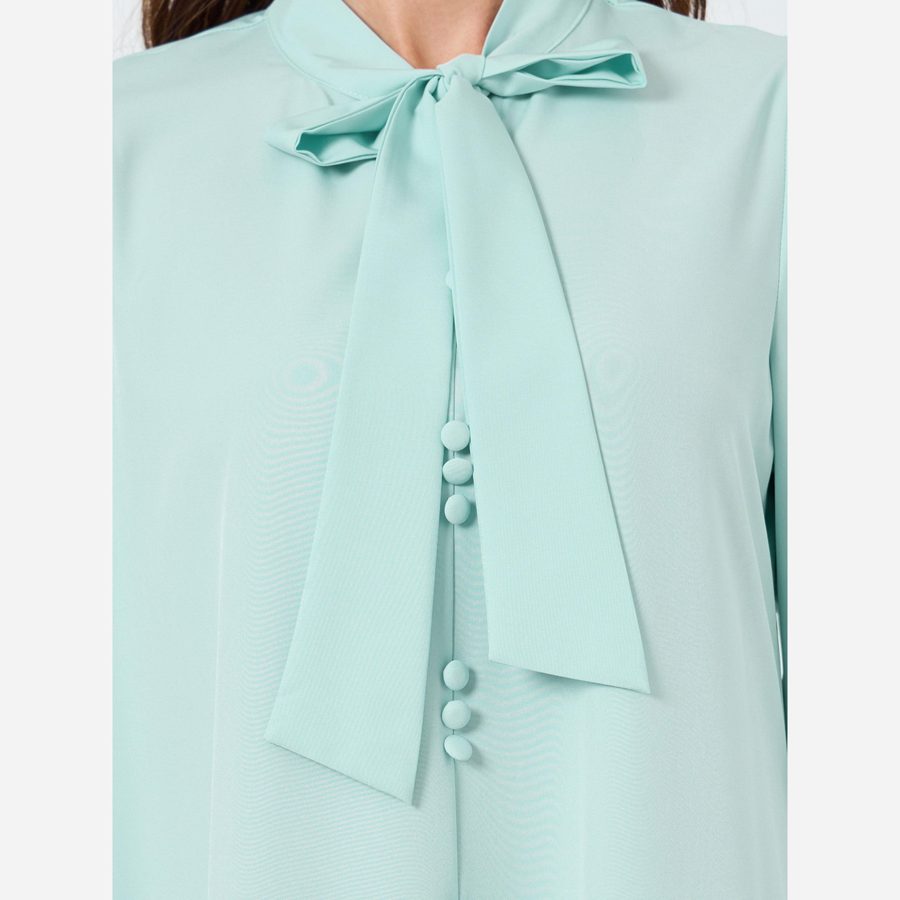 تيك تو - فستان متوسط الطول نسائي رباط عند الرقبة وأكمام واسعة-women-clothing-dresses-image-4