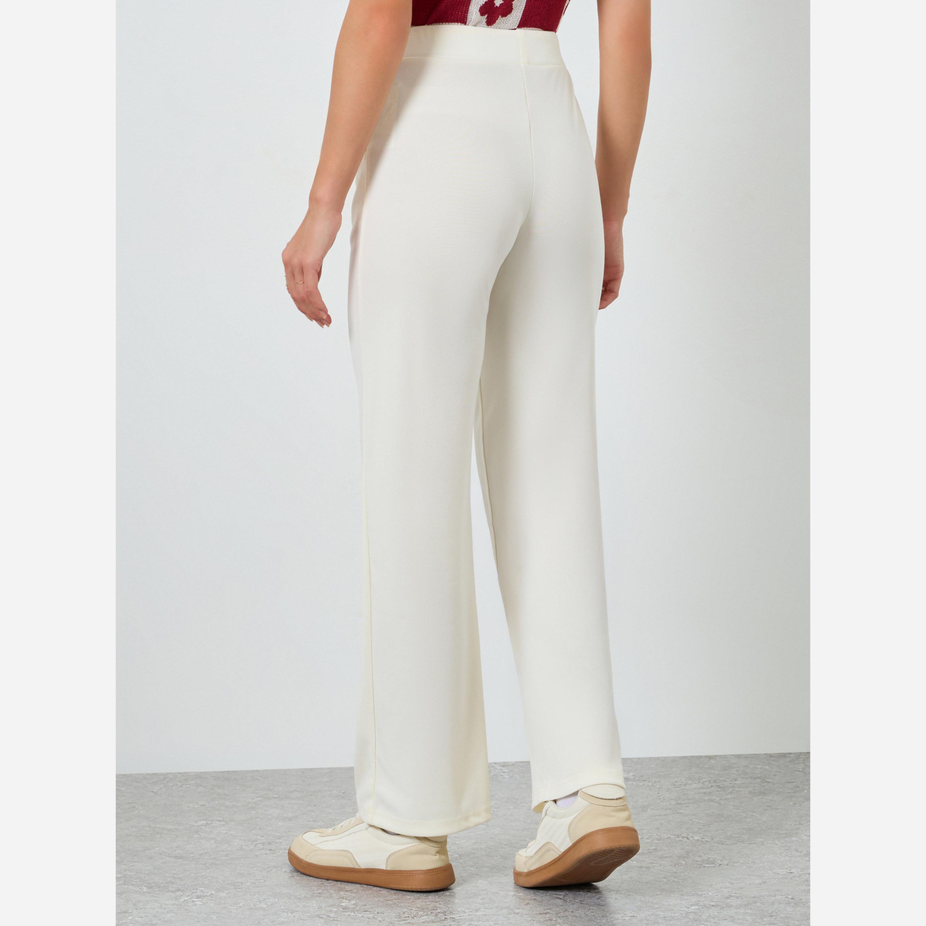 Take Two Women Beige Wide Leg Trousers with Drawstring-women-clothing-bottoms-trousers-image-4