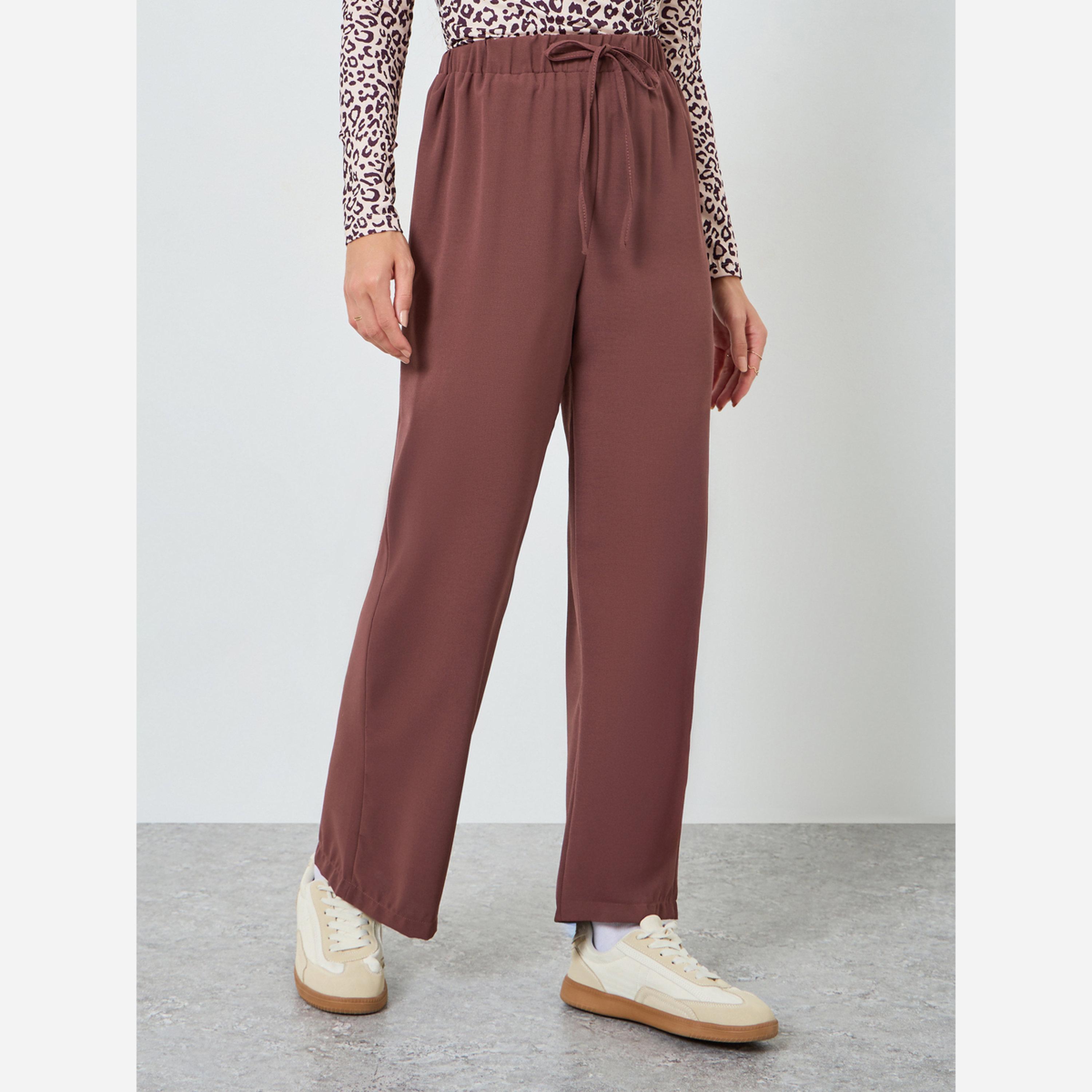 تيك تو - بنطال نسائي مستقيم الساق بخصر رباط-women-clothing-bottoms-trousers-image-1