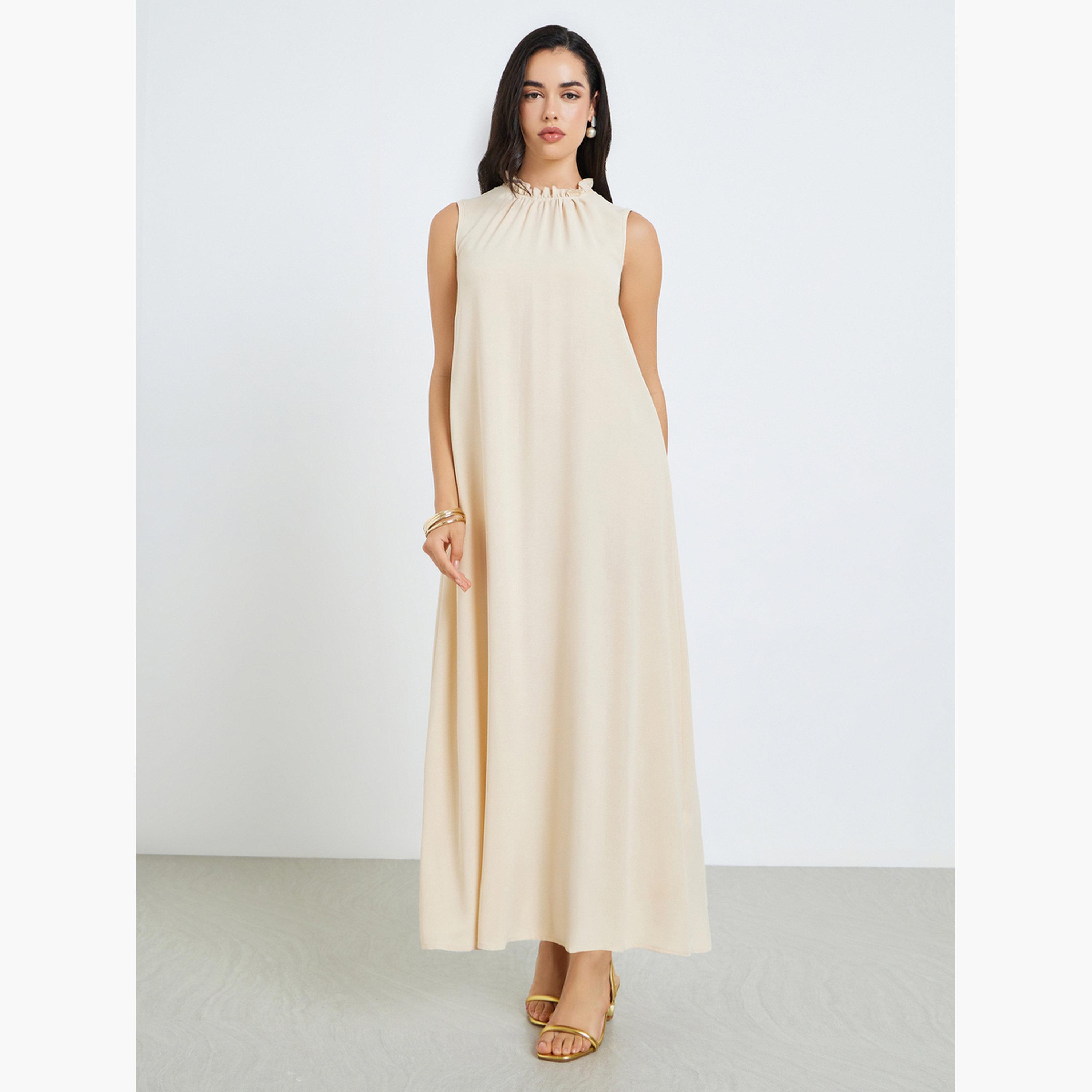 طقم محتشم من عباية وفستان شيفون مطبوع للنساء-women-arabicclothing-sets-image-6