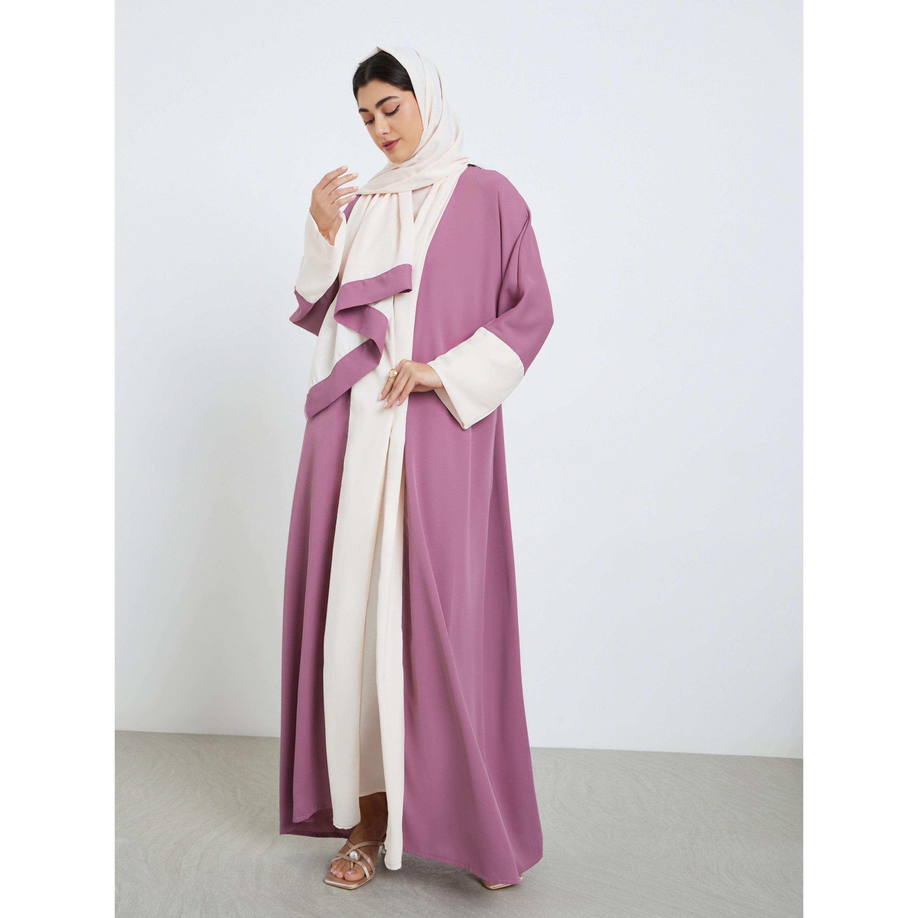 طقم عباية بنفسجية مع فستان داخلي وشيلة-women-arabicclothing-sets-image-1