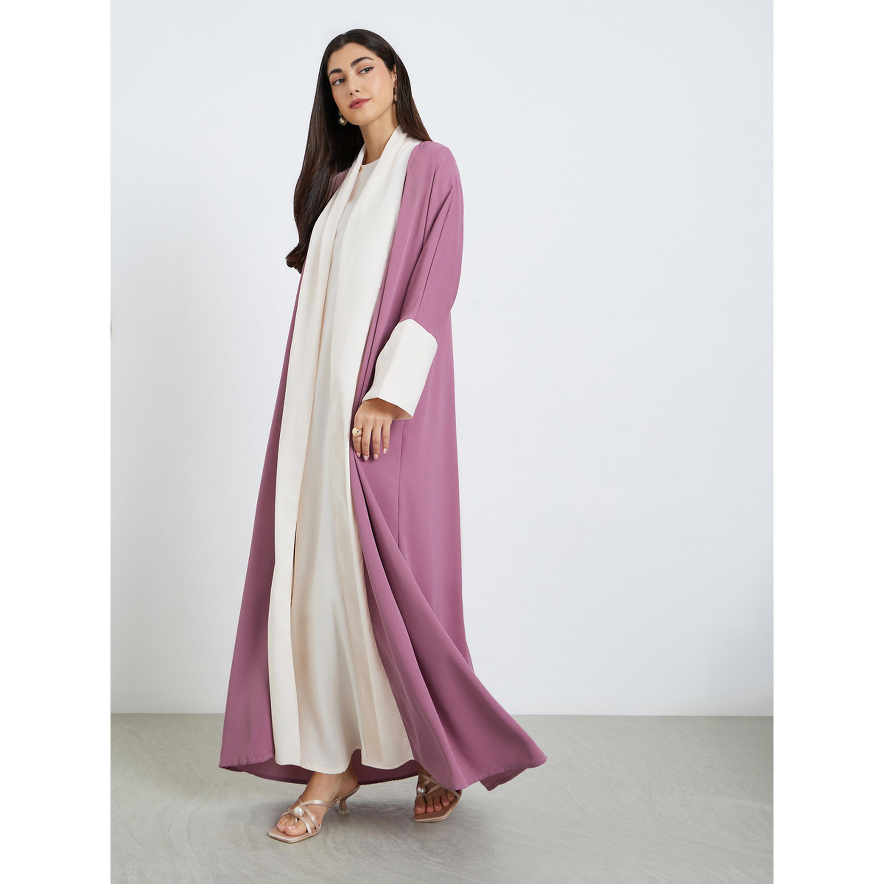 طقم عباية بنفسجية مع فستان داخلي وشيلة-women-arabicclothing-sets-image-3