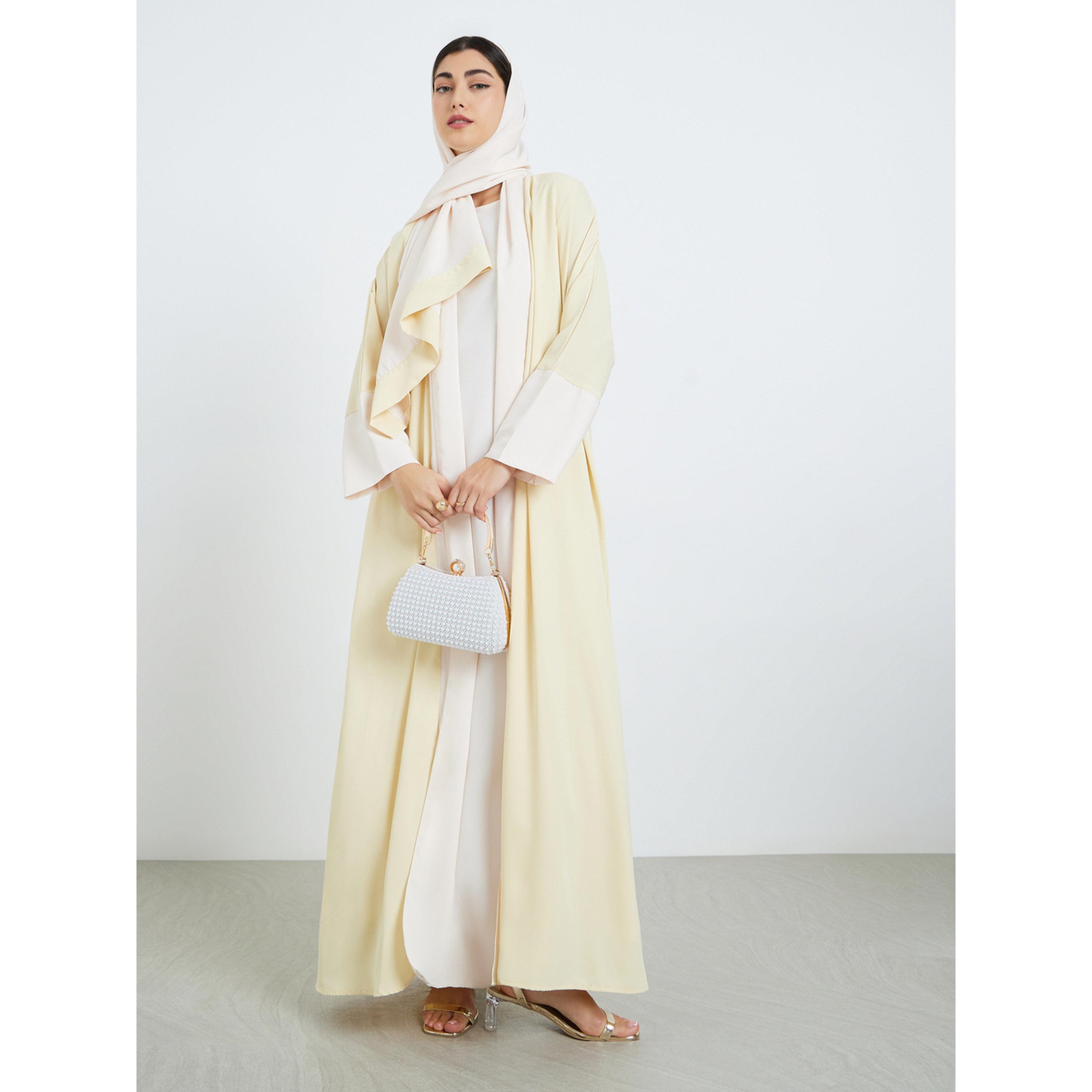 طقم عباية صفراء مع فستان داخلي وشيلة-women-arabicclothing-sets-image-1
