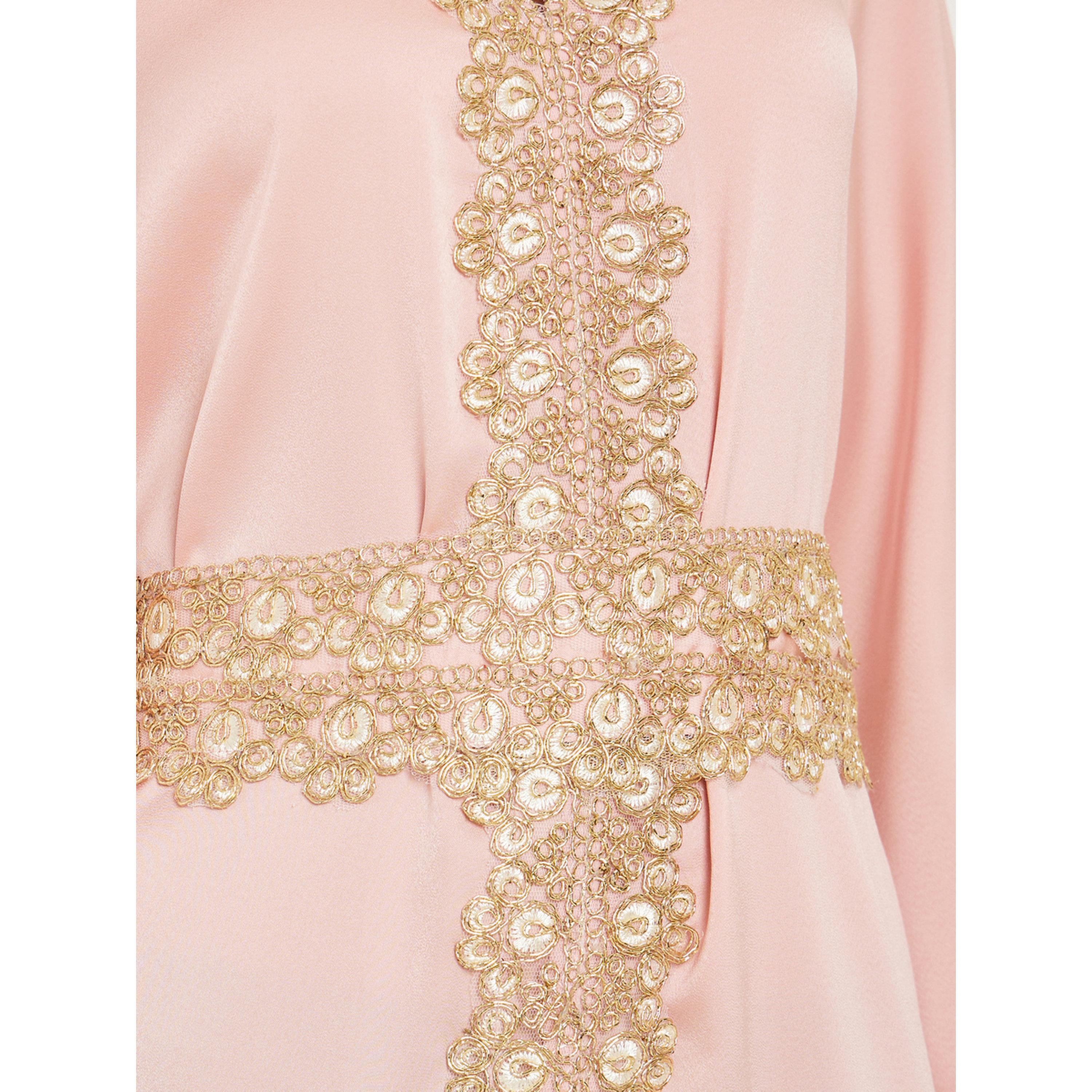 Styli Women Peach Gold Embroidery Kaftan-women-arabicclothing-kaftan-image-4