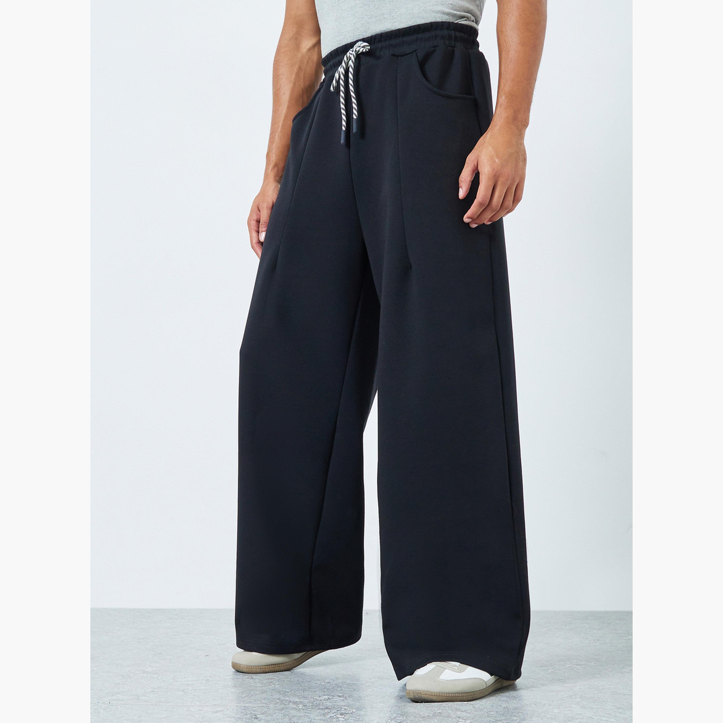 Styli Men Wide Leg Joggers with Back Pocket Detail-men-clothing-bottoms-joggers-image-1