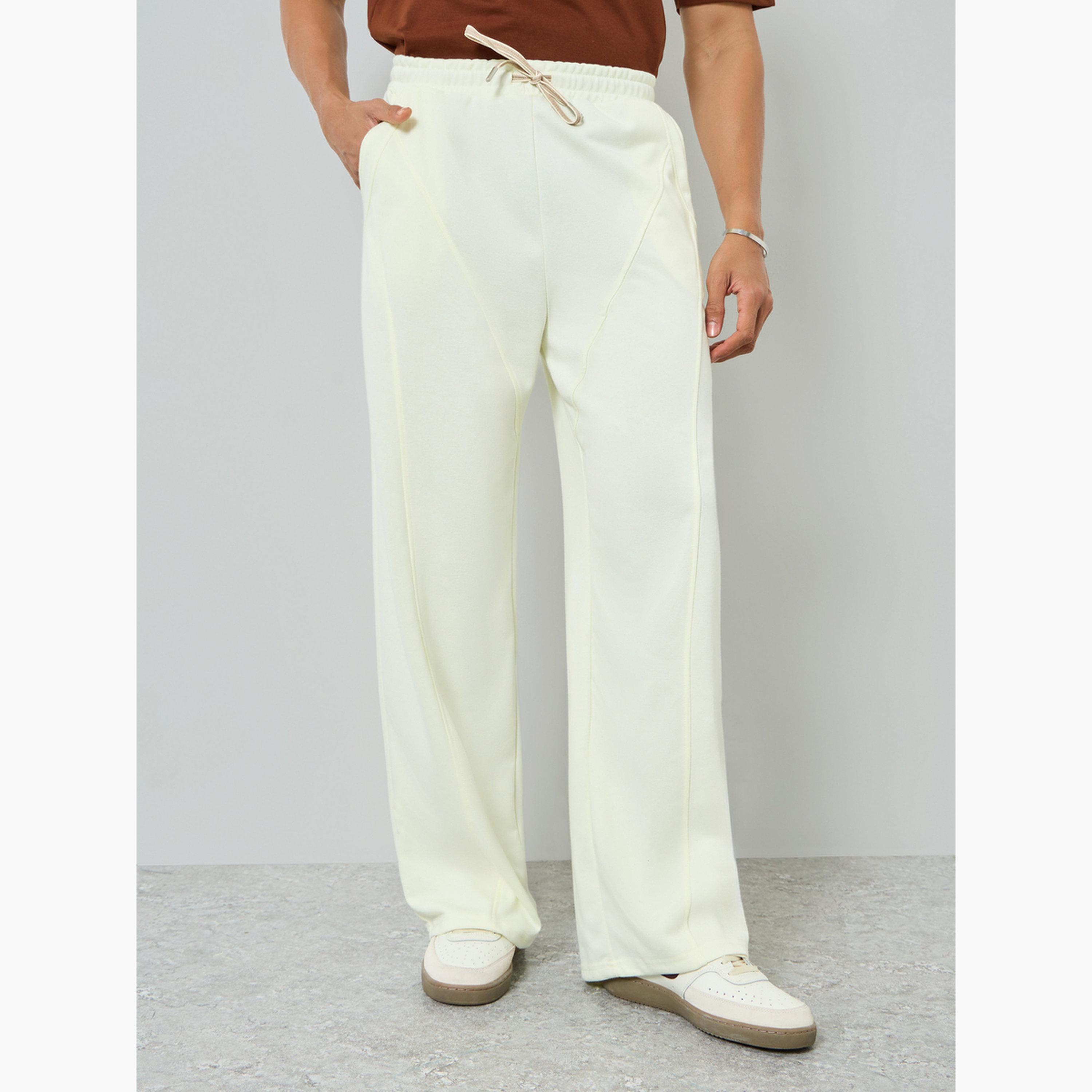 Styli Men Cream Solid Relaxed Fit Joggers-men-clothing-bottoms-joggers-image-1