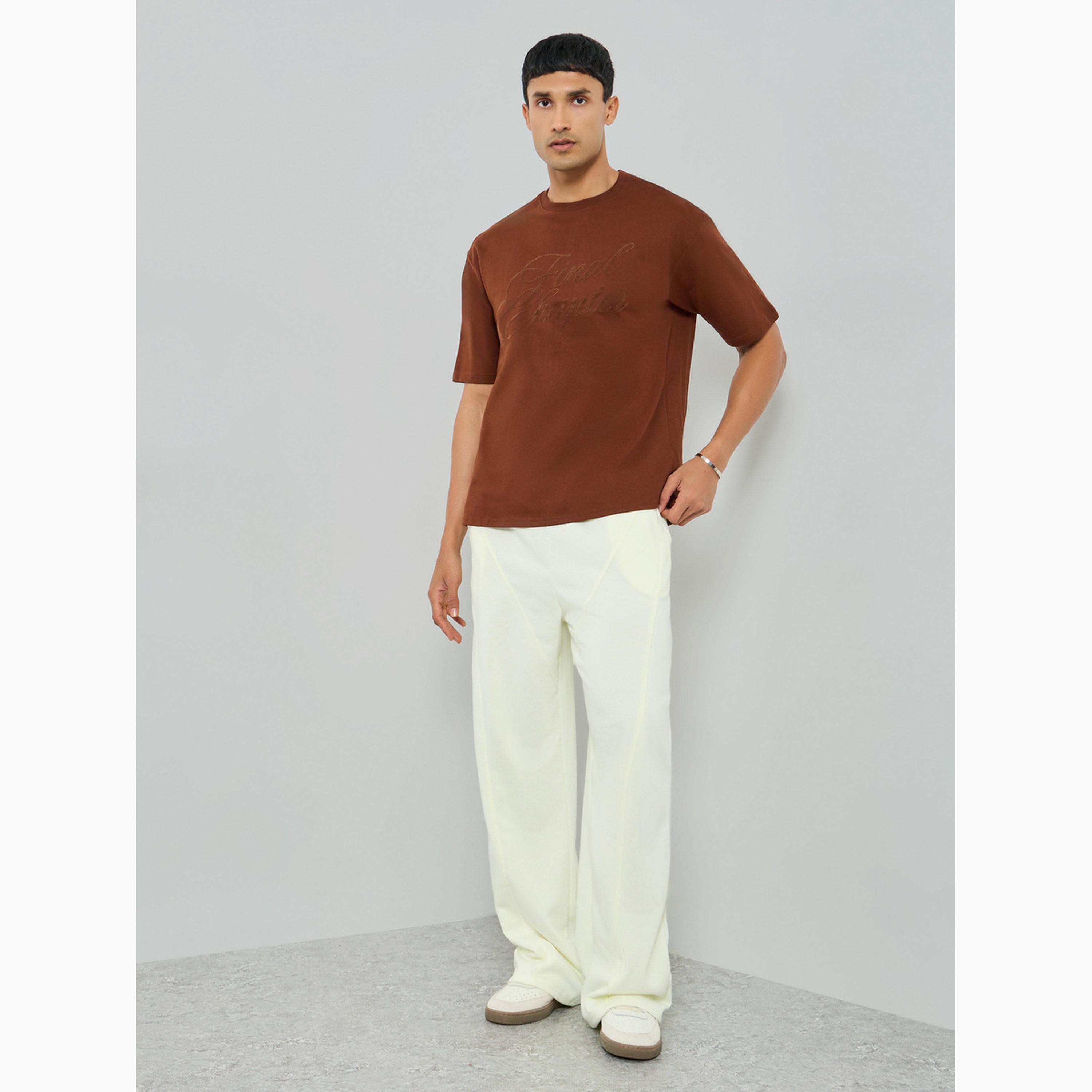 Styli Men Cream Solid Relaxed Fit Joggers-men-clothing-bottoms-joggers-image-2