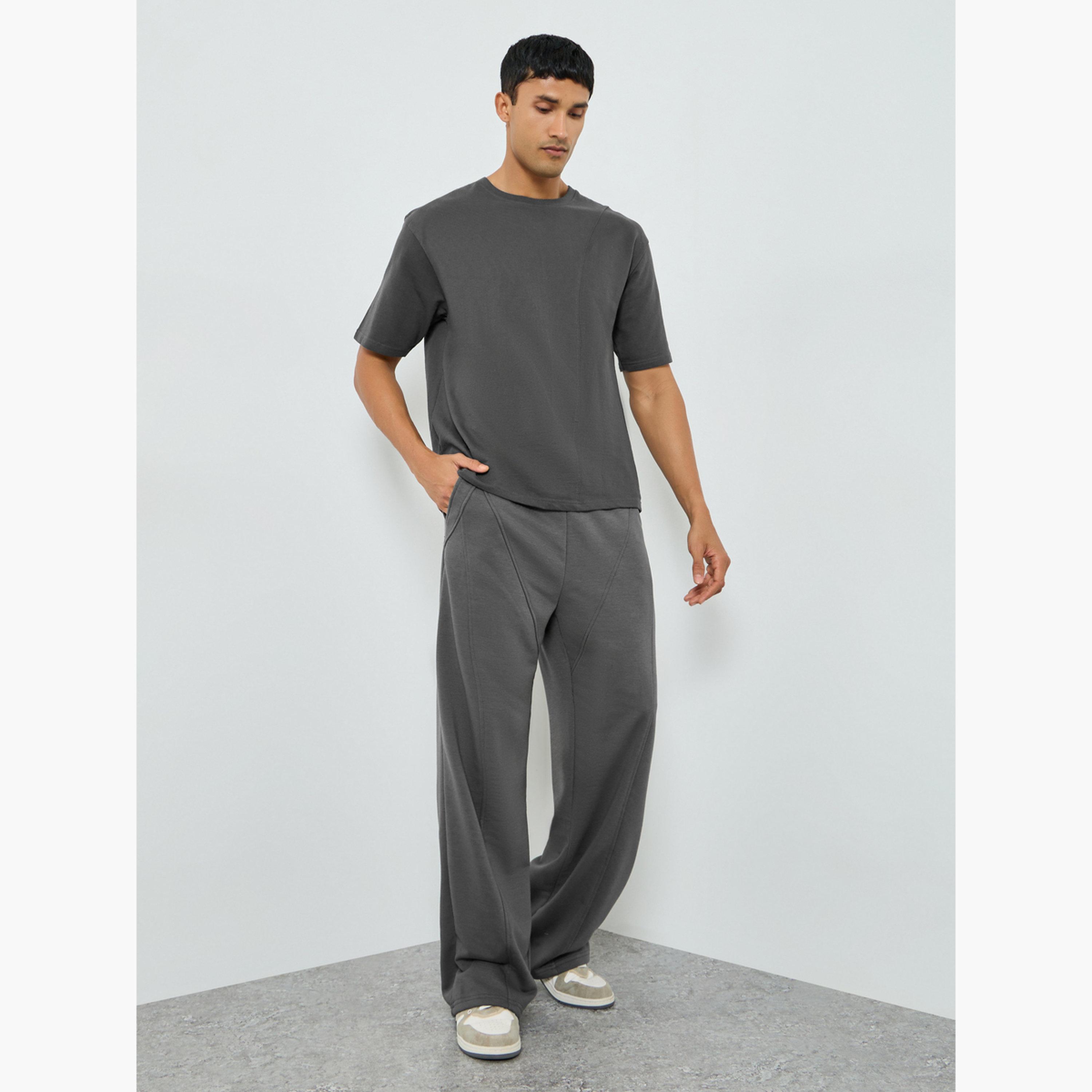 Styli Men Grey Solid Relaxed Fit Joggers-men-clothing-bottoms-joggers-image-2