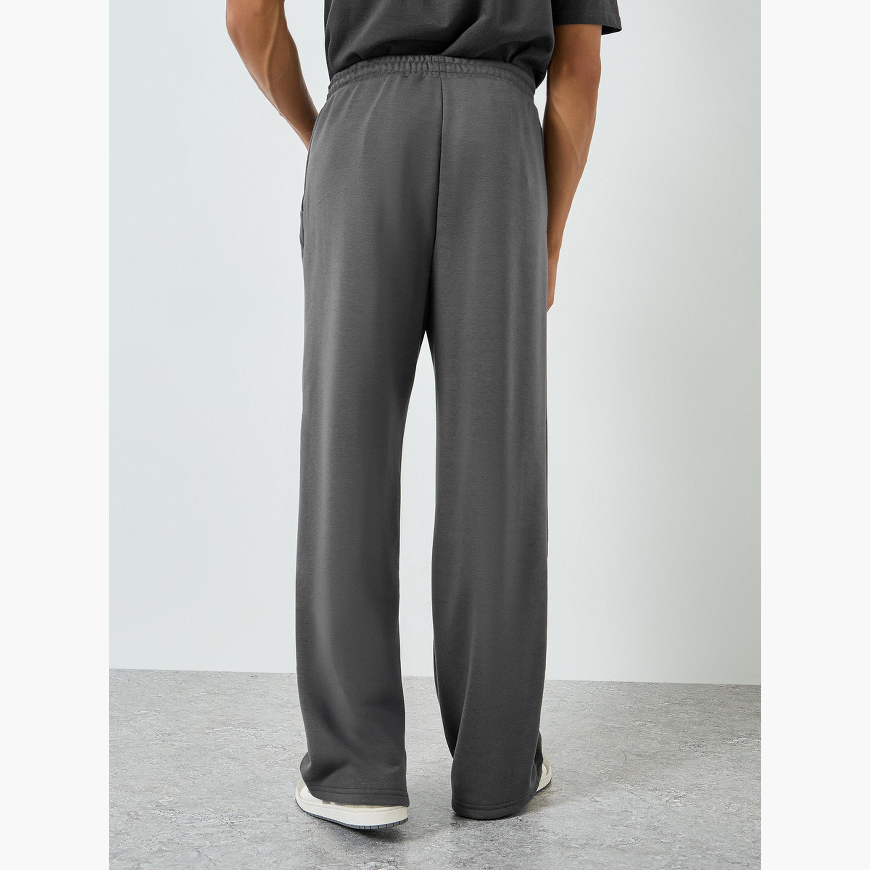 Styli Men Grey Solid Relaxed Fit Joggers-men-clothing-bottoms-joggers-image-3