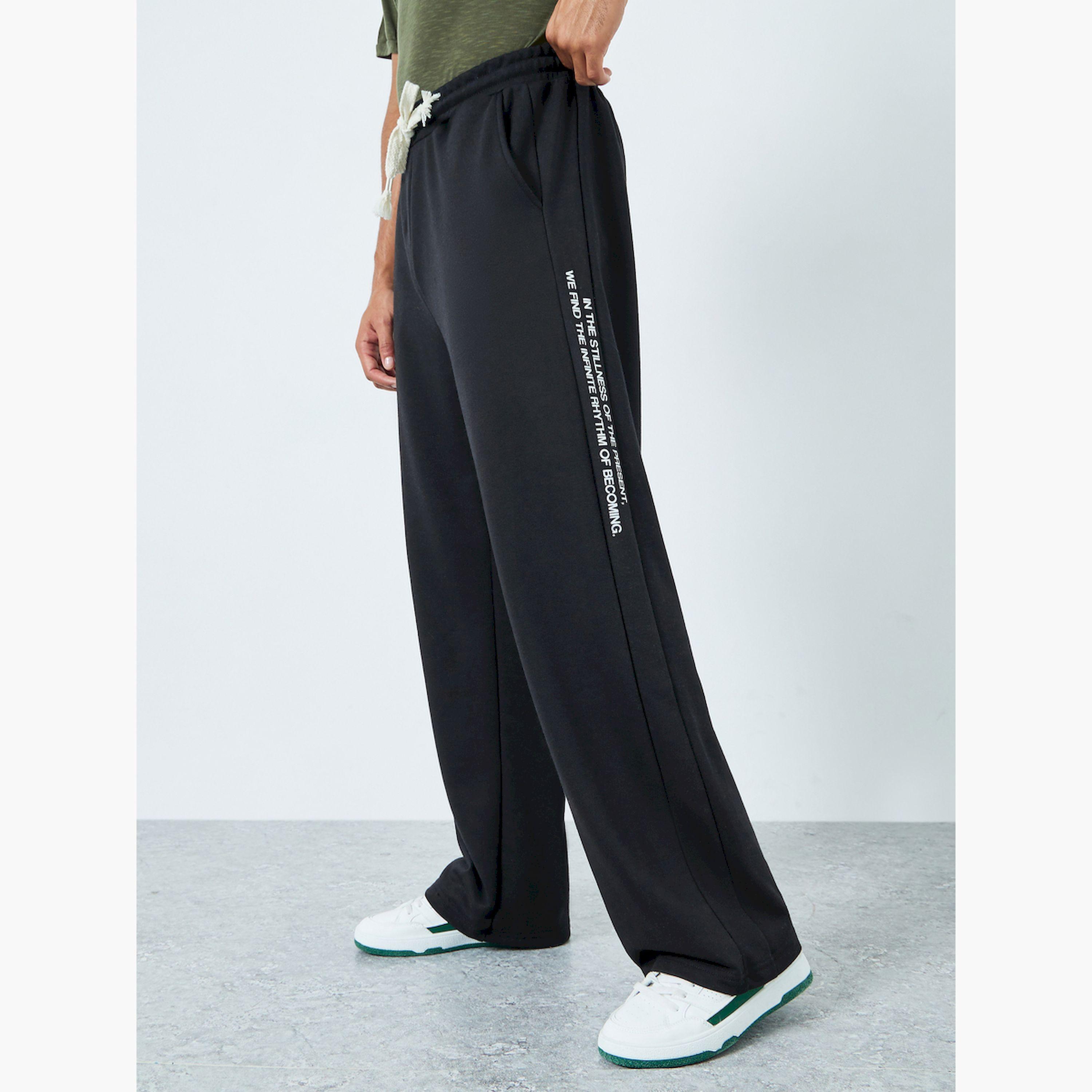 Styli Men Black Minimal Print Relaxed Fit Joggers-men-clothing-bottoms-joggers-image-1