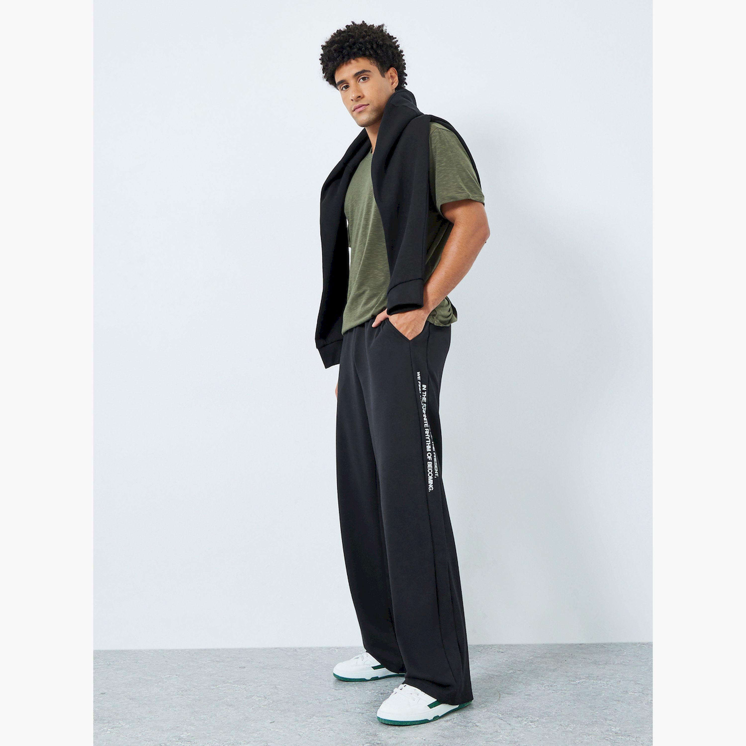 Styli Men Black Minimal Print Relaxed Fit Joggers-men-clothing-bottoms-joggers-image-2