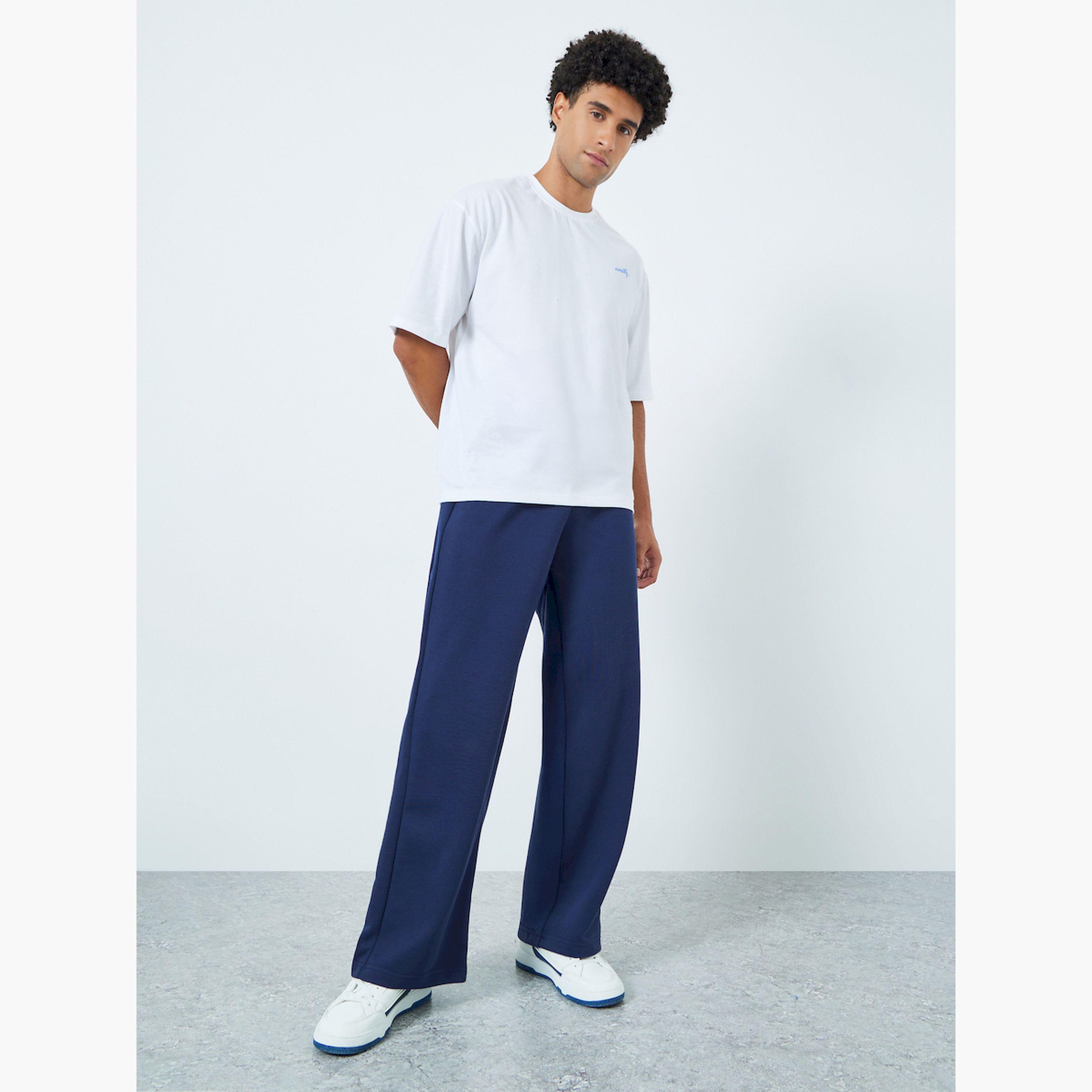 Styli Men Navy Minimal Print Relaxed Fit Joggers-men-clothing-bottoms-joggers-image-2