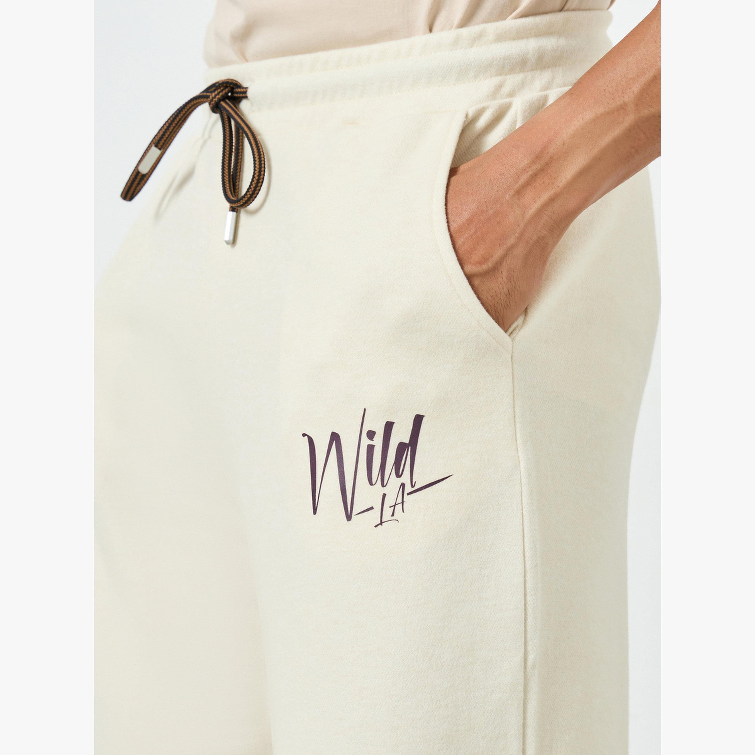 Styli Men Cream Text Print Oversized Joggers-men-clothing-bottoms-joggers-image-4