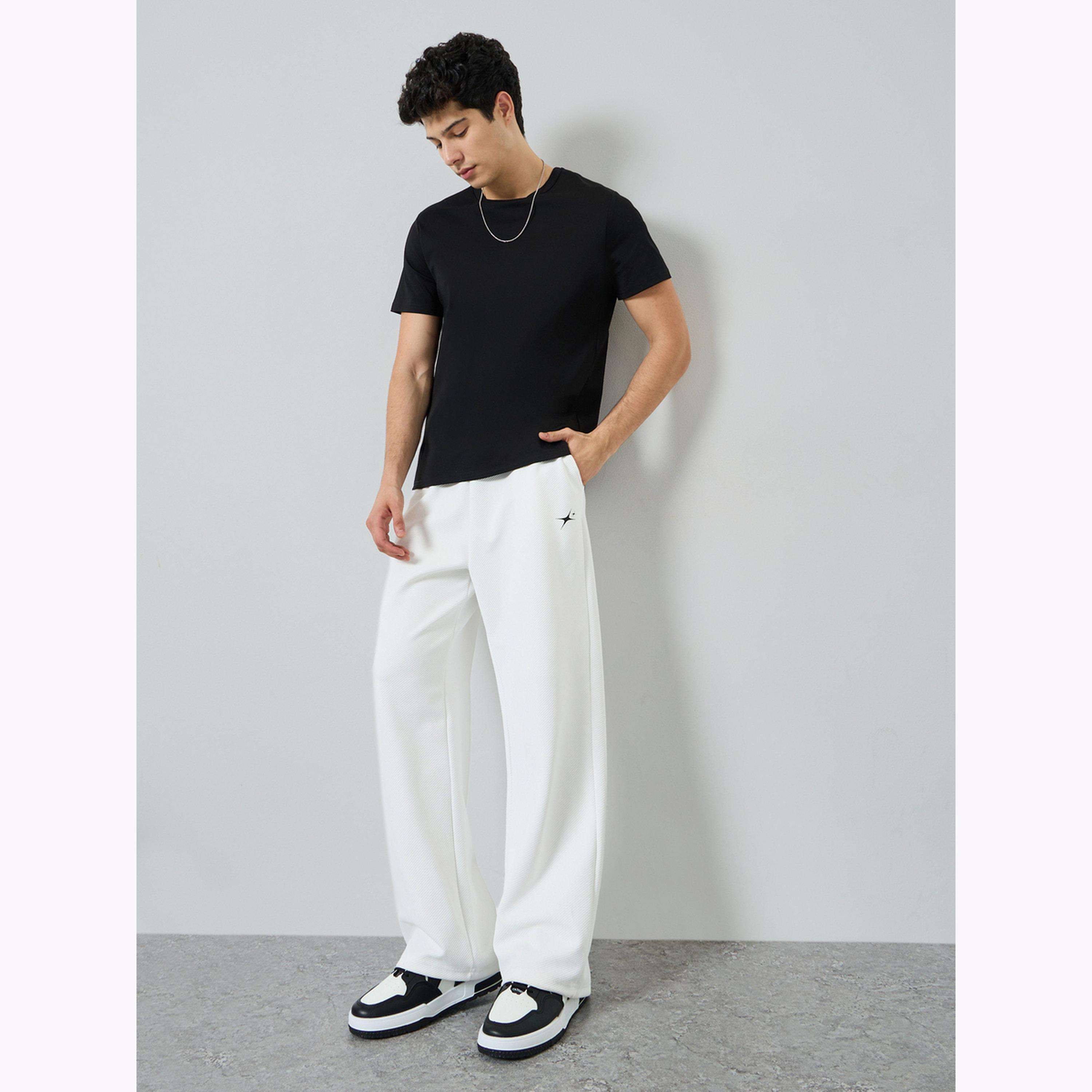 Styli Men White Embroidered Relaxed Fit Joggers-men-clothing-bottoms-joggers-image-5