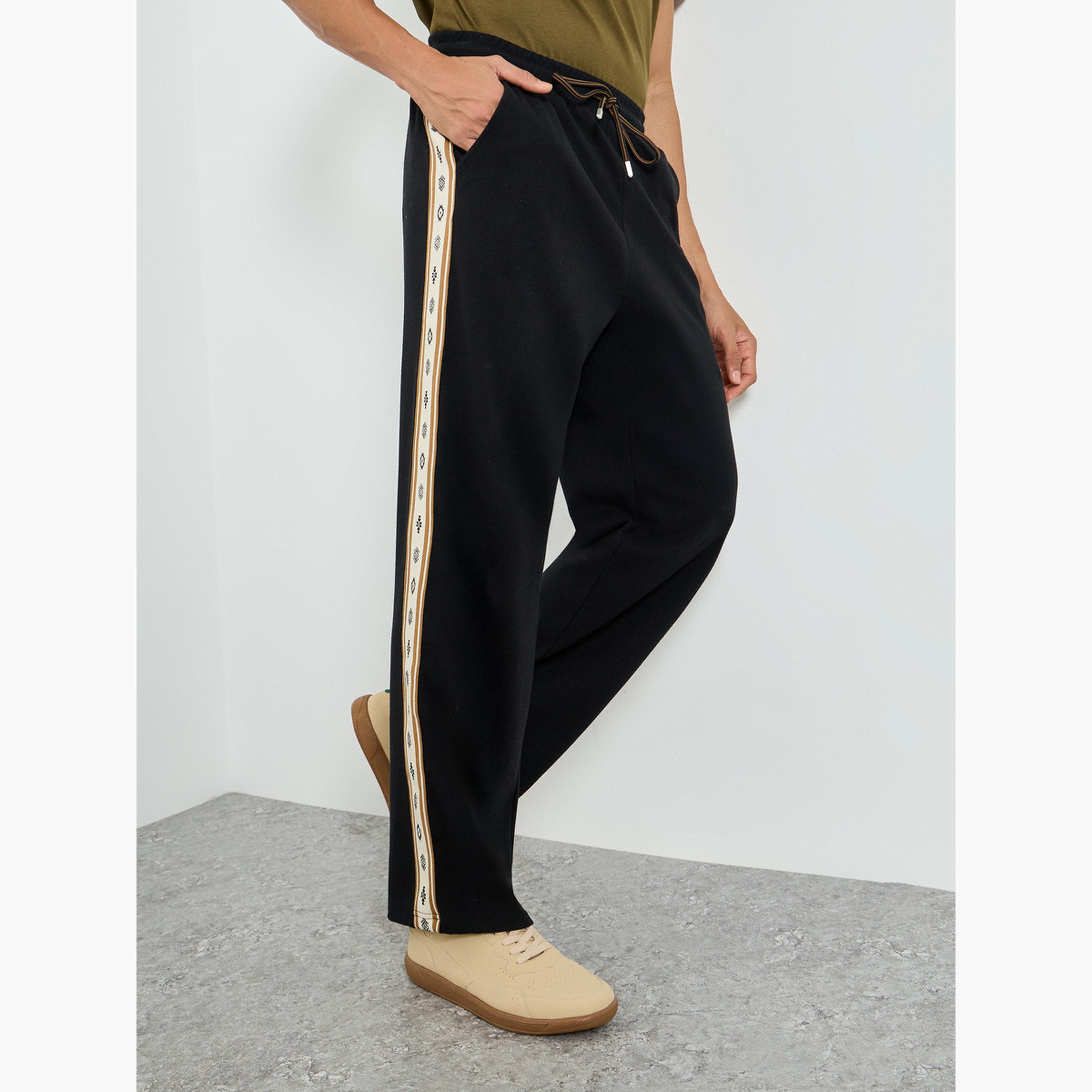 Styli Men Black Relaxed Joggers with Side Tape-men-clothing-bottoms-joggers-image-1