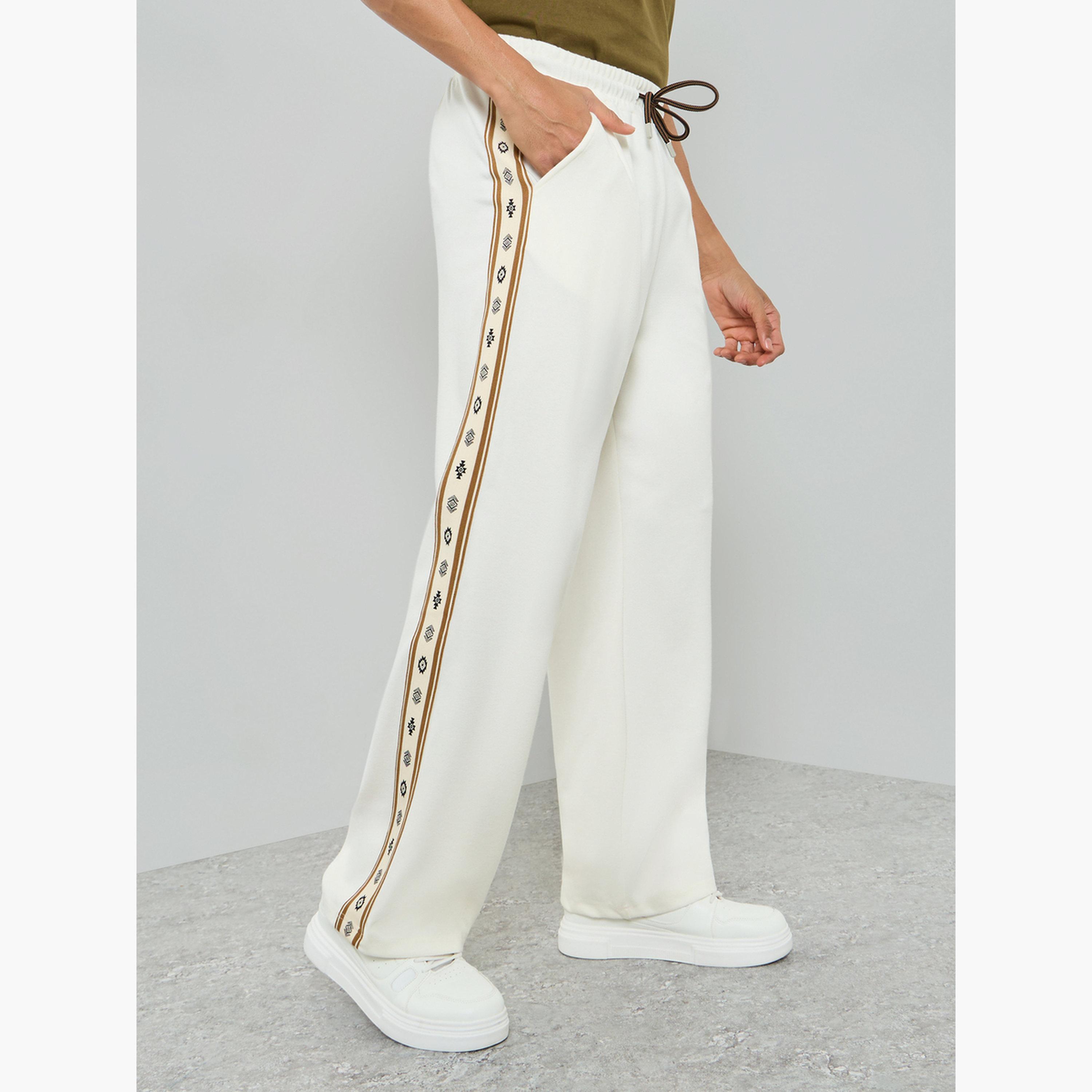 Styli Men Off-White Relaxed Joggers with Side Tape-men-clothing-bottoms-joggers-image-1