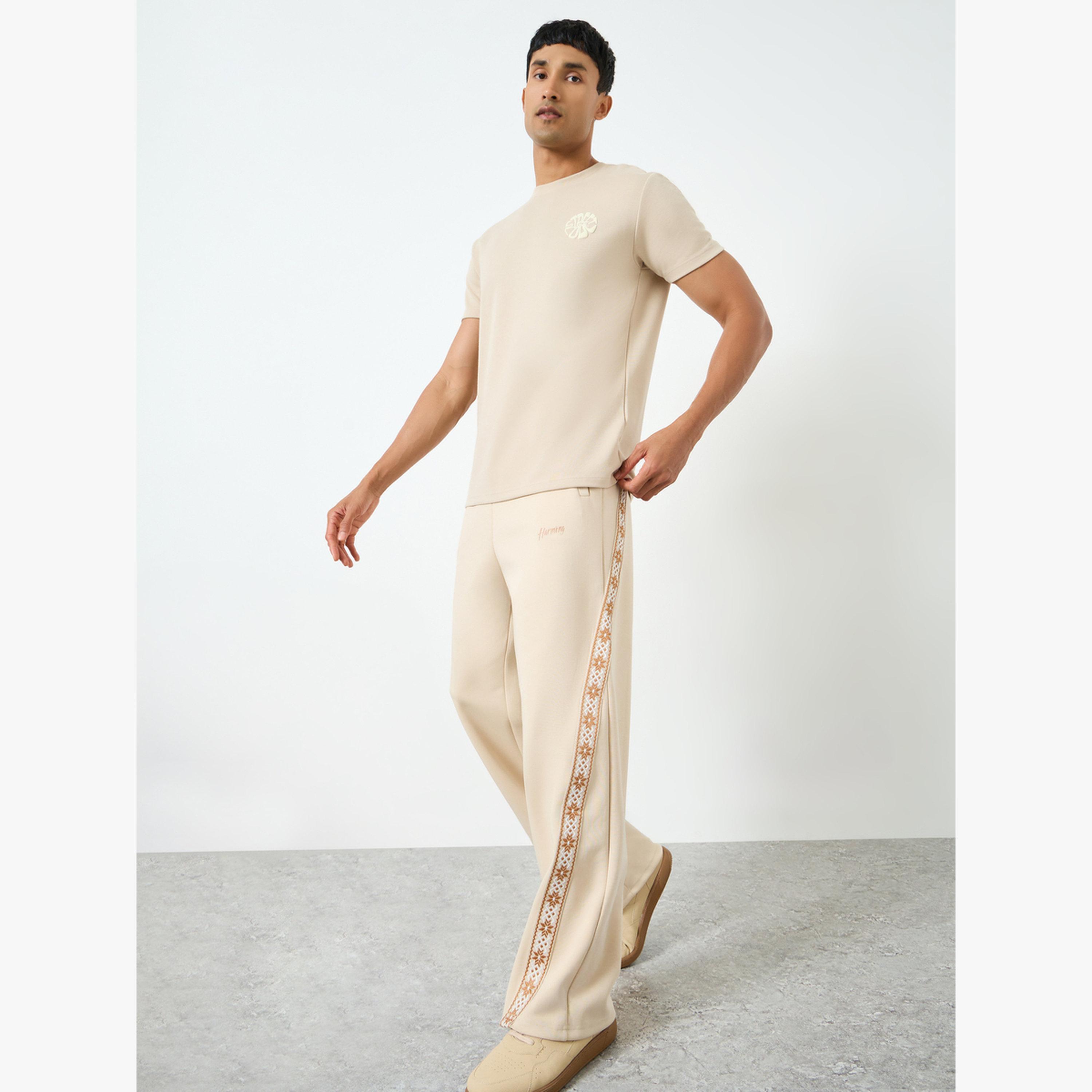 Styli Men Beige Side Taping Print Oversized Joggers-men-clothing-bottoms-joggers-image-2