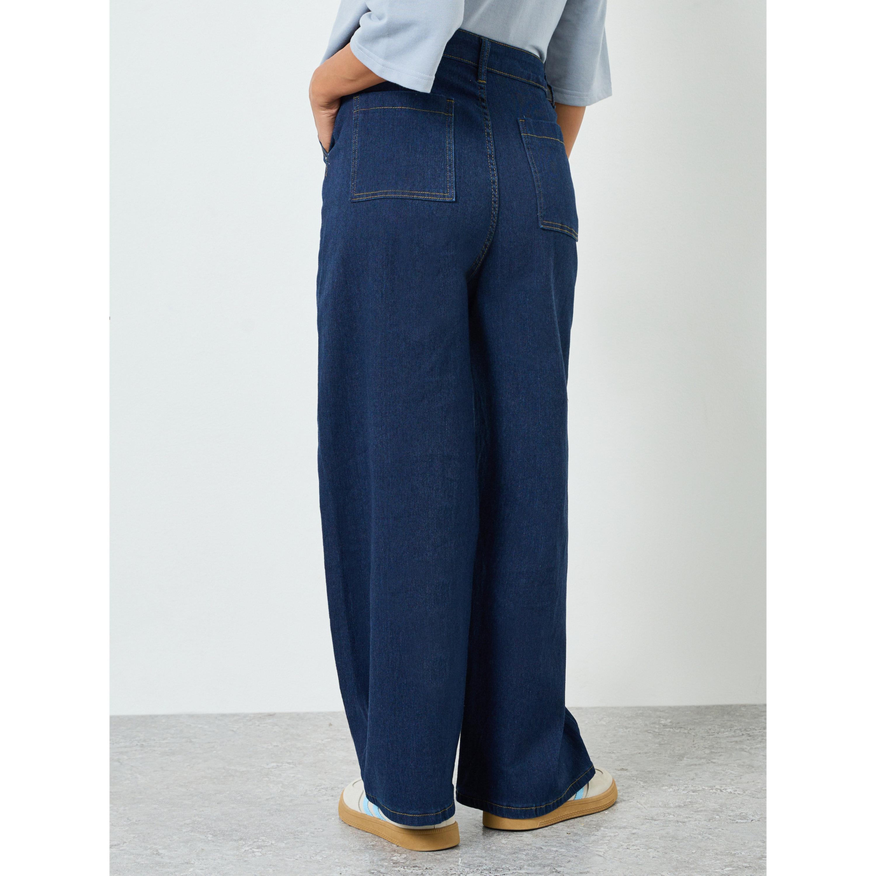 جينز بقصة أرجل واسعة وخصر عالي-women-clothing-bottoms-jeans-image-4