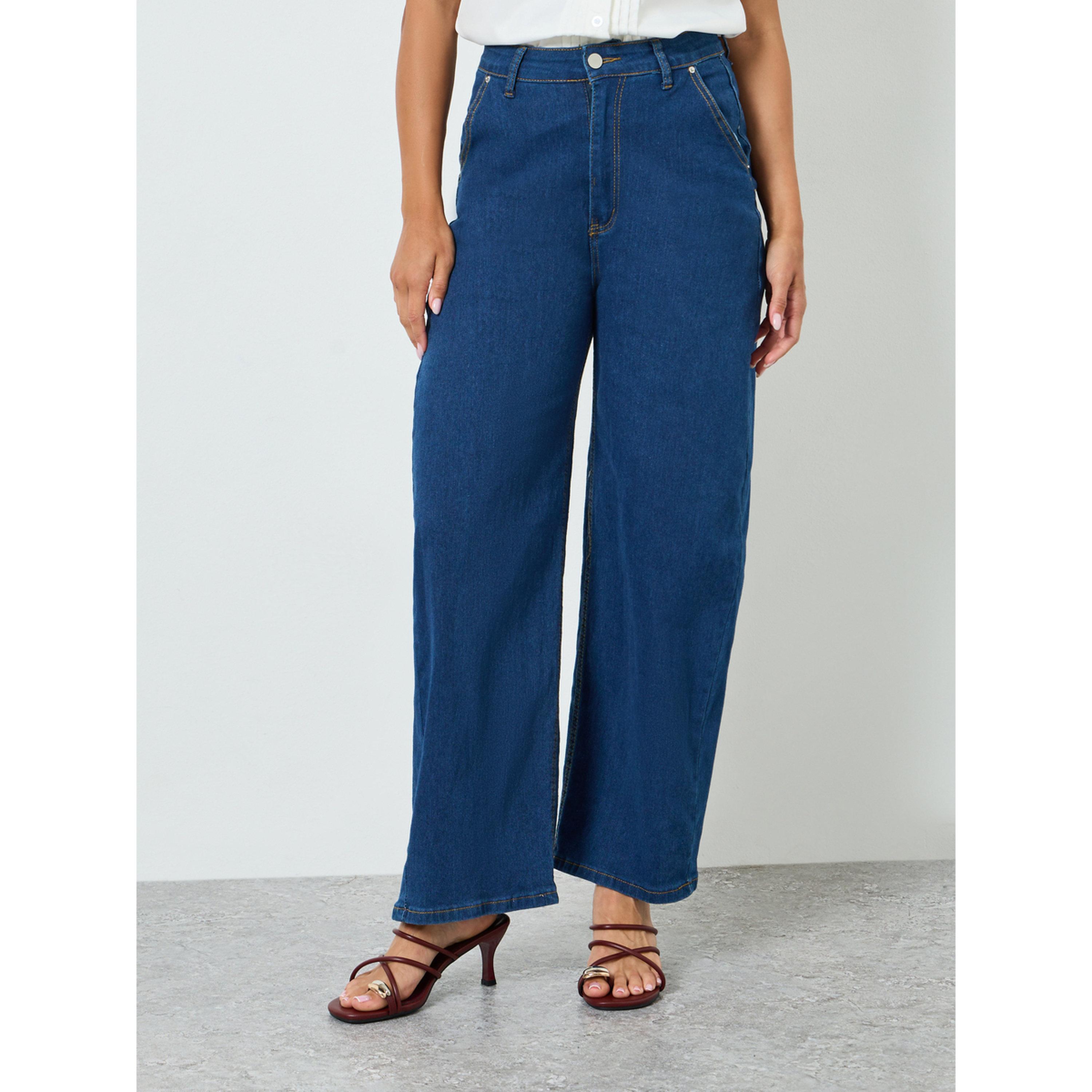 جينز بقصة مريحة وخصر عالي-women-clothing-bottoms-jeans-image-1