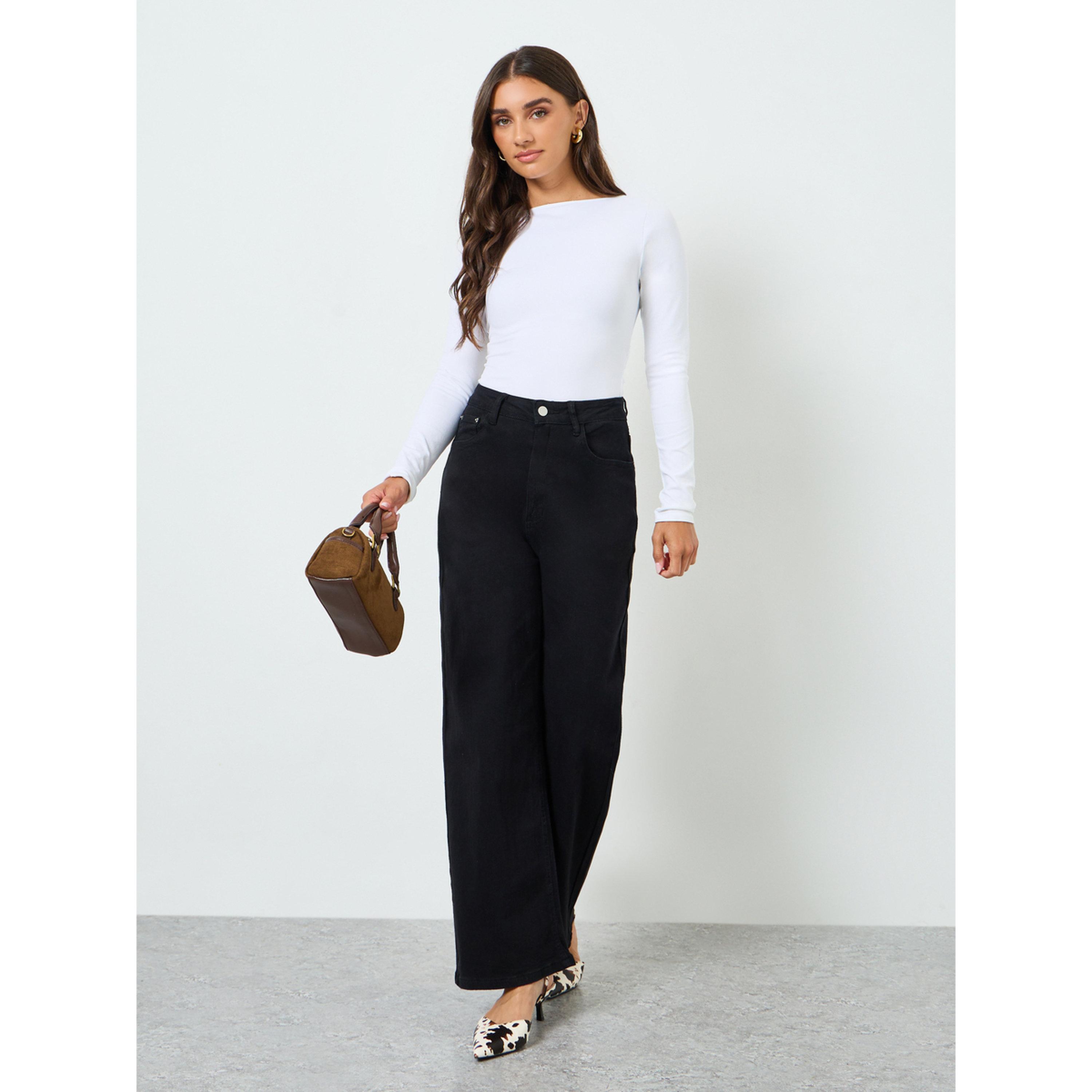 جينز بقصة أرجل مستقيمة وتفاصيل مشطوفة-women-clothing-bottoms-jeans-image-5