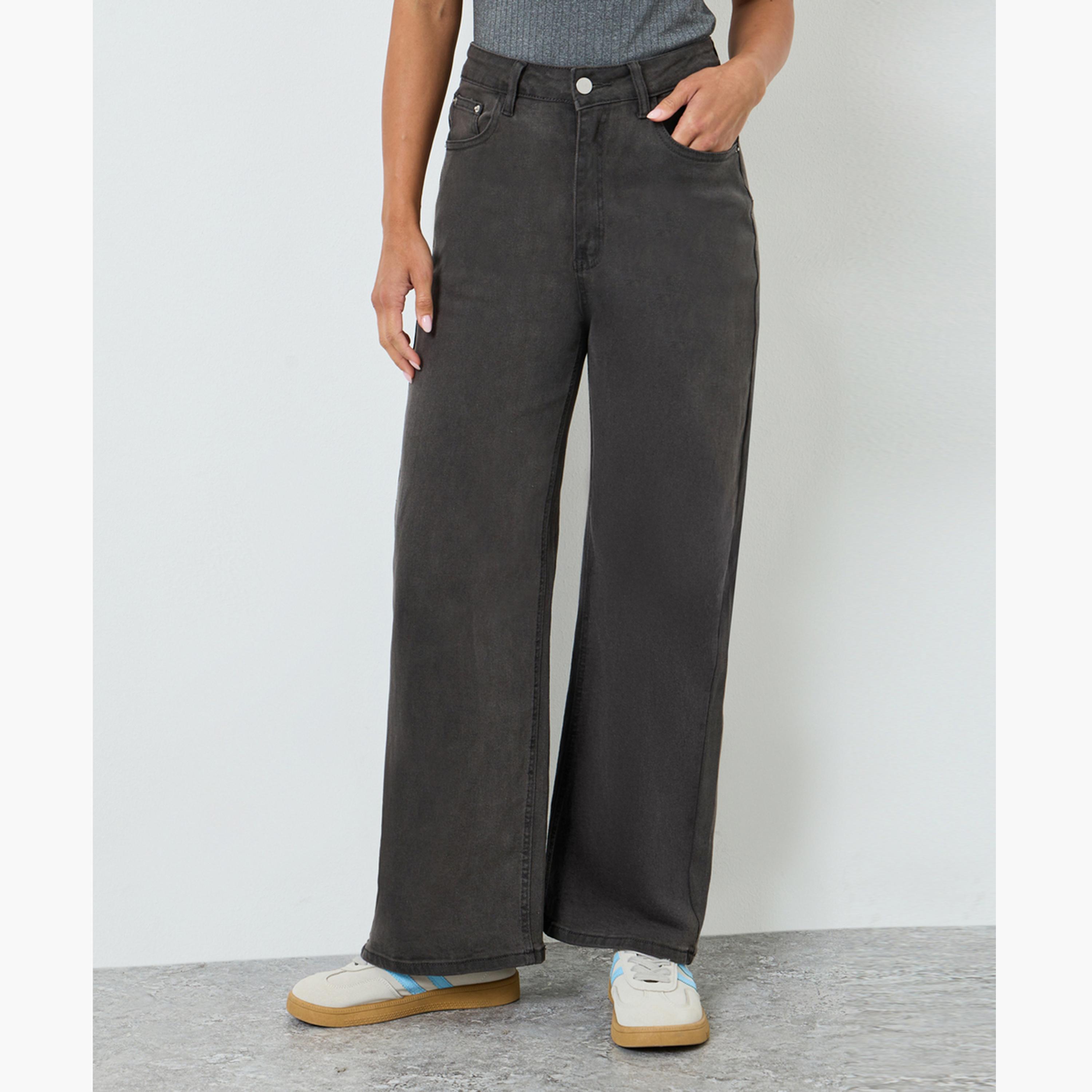 جينز بقصة أرجل مستقيمة وخصر عالي-women-clothing-bottoms-jeans-image-1